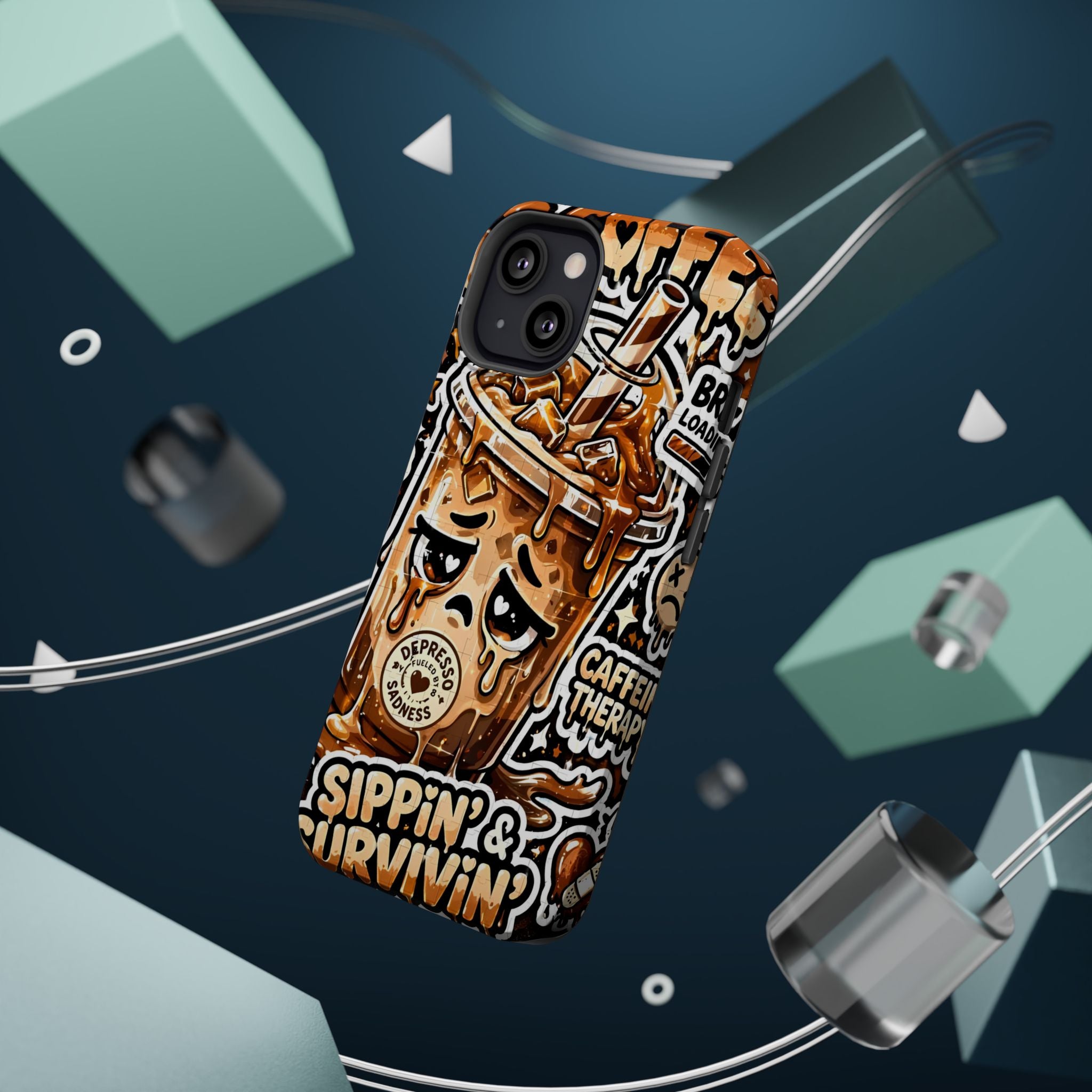 Iced Coffee Phone Case — “Sippin' & Survivin'” Magnetic Impact-Resistant Case