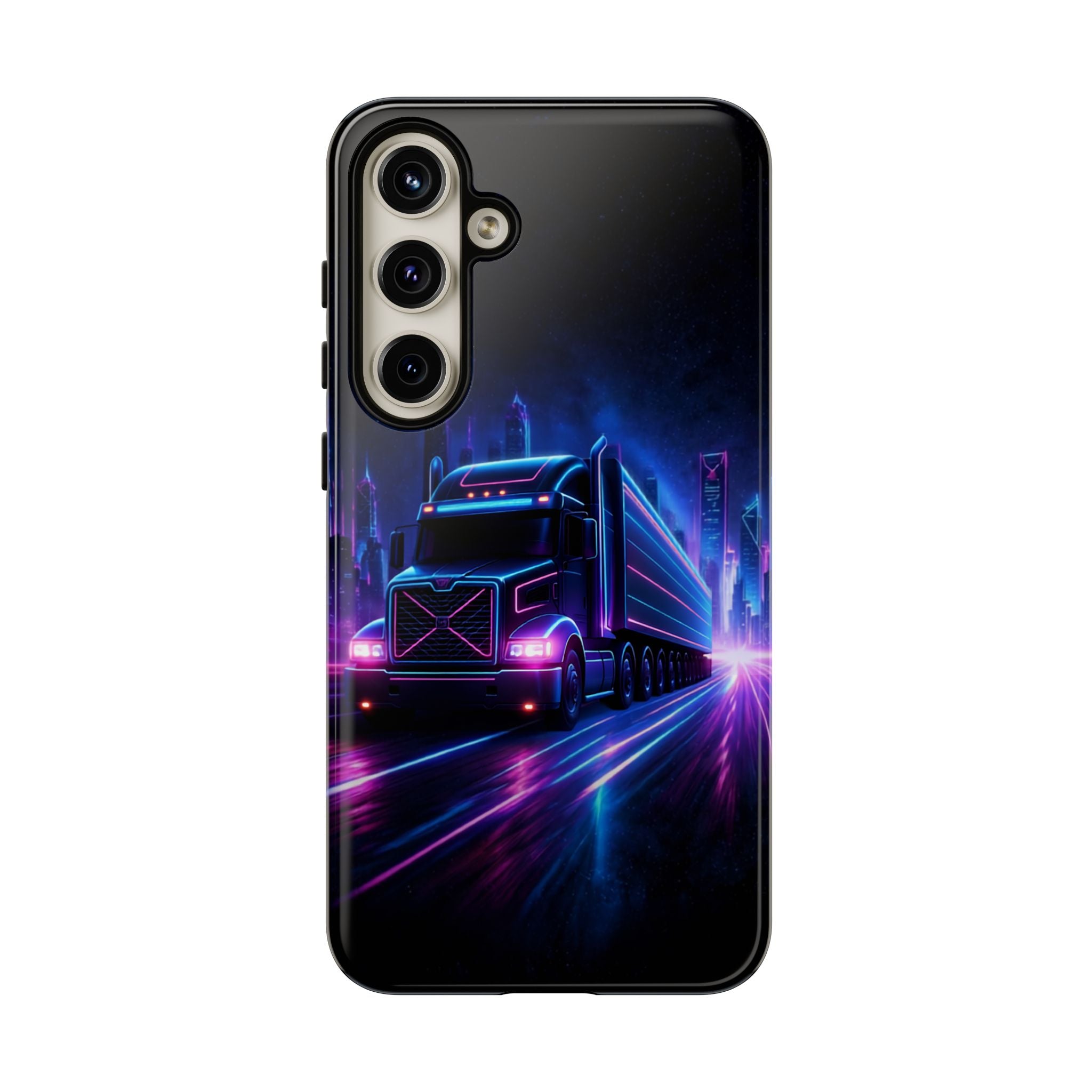 Neon Retro Rig Phone Case — Trucker Semi Truck Nightscape Protective Case