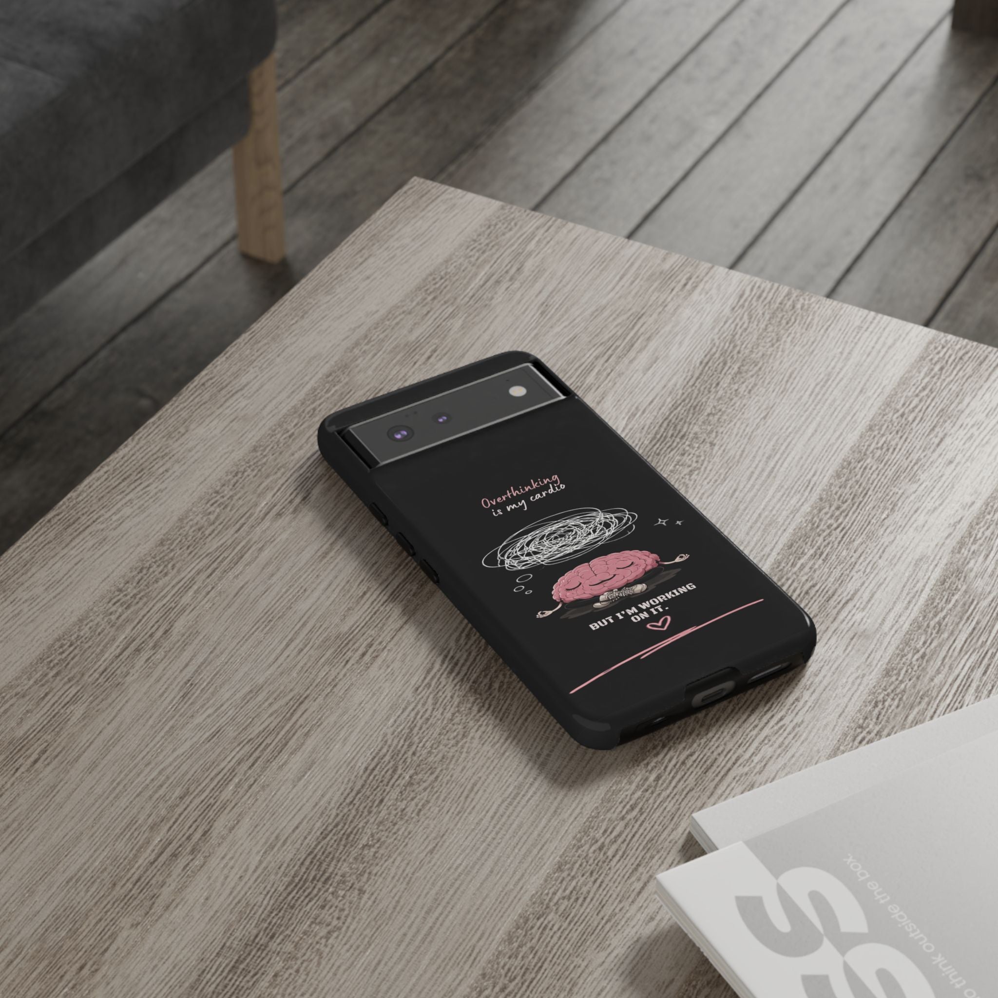 Phone Case — "Overthinking Is My Cardio" Cute Meditating Brain Protective Case