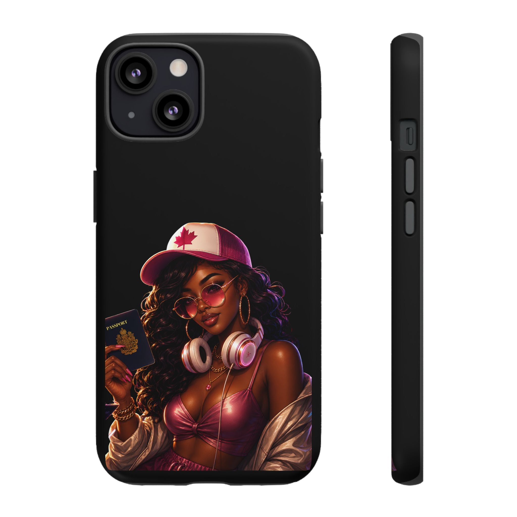 Phone Case — Stylish Urban Woman Design with Maple Cap