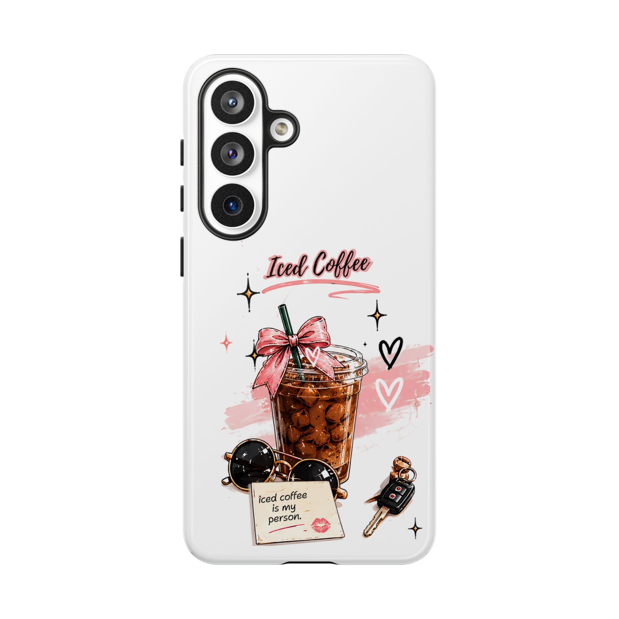 Iced Coffee Phone Case – Cute Pink Boba Design ("Iced coffee is my person")