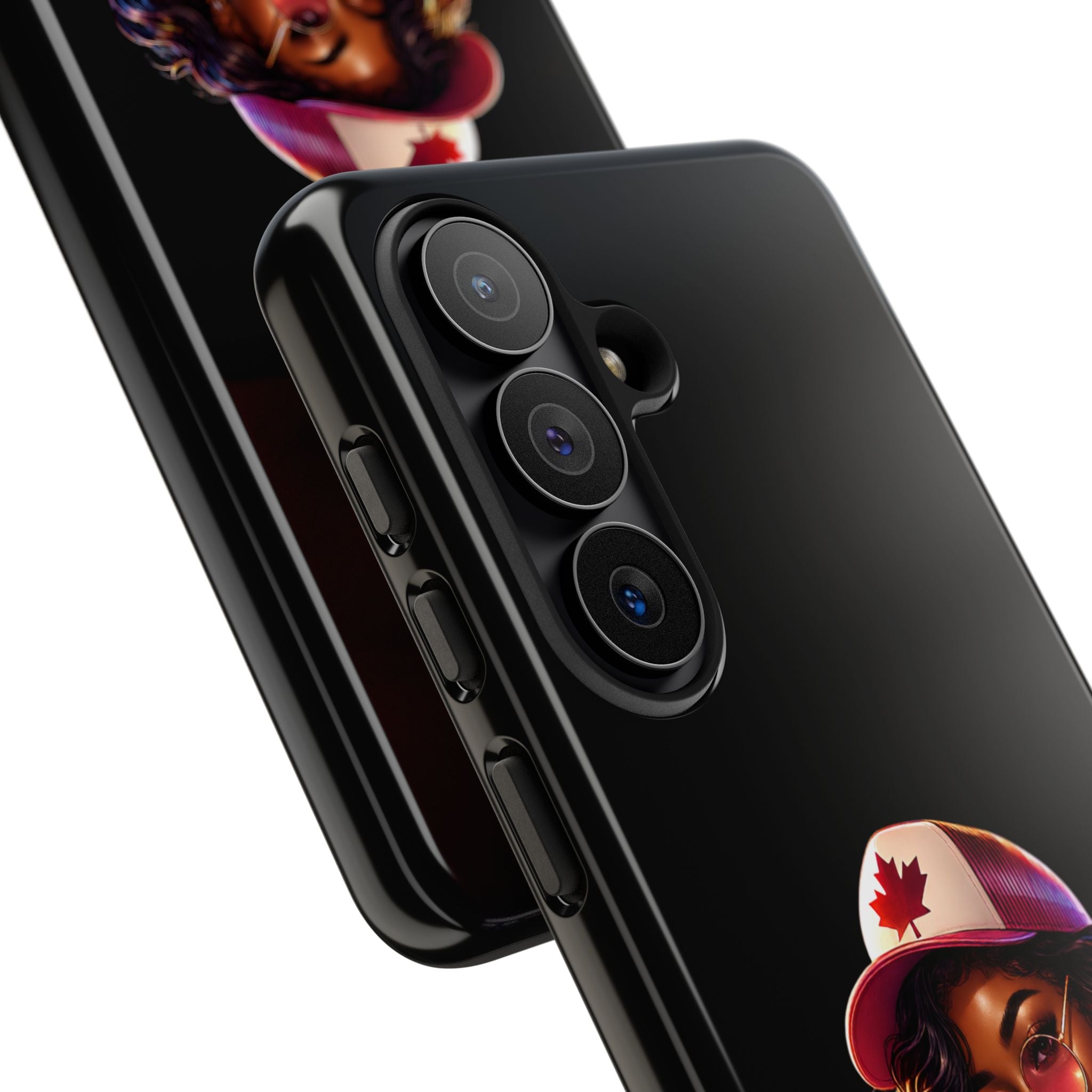 Canadian Vibes Phone Case — Afrobeat Girl with Headphones & Passport Design