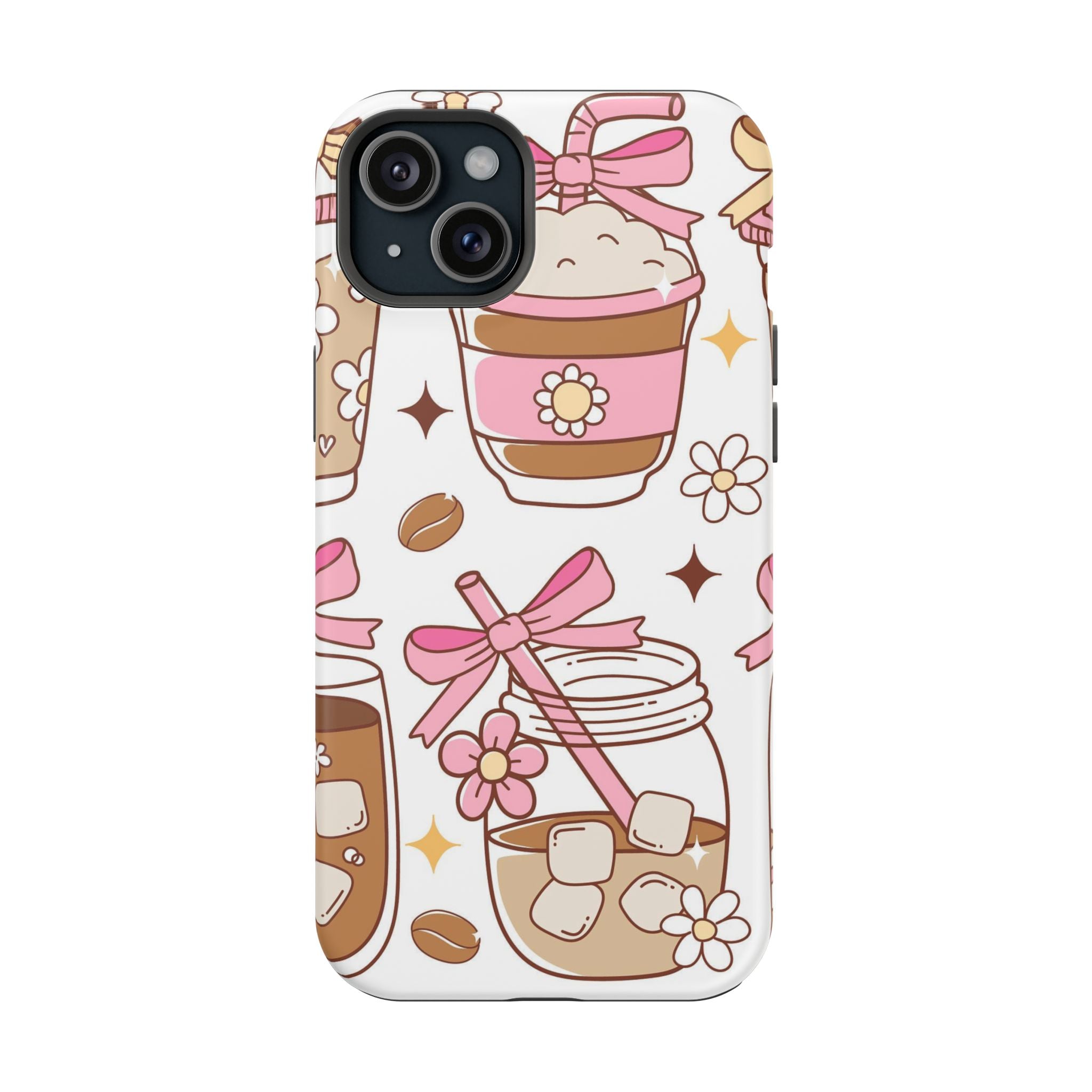 Cute Pink Coffee & Latte Pattern Impact Phone Case