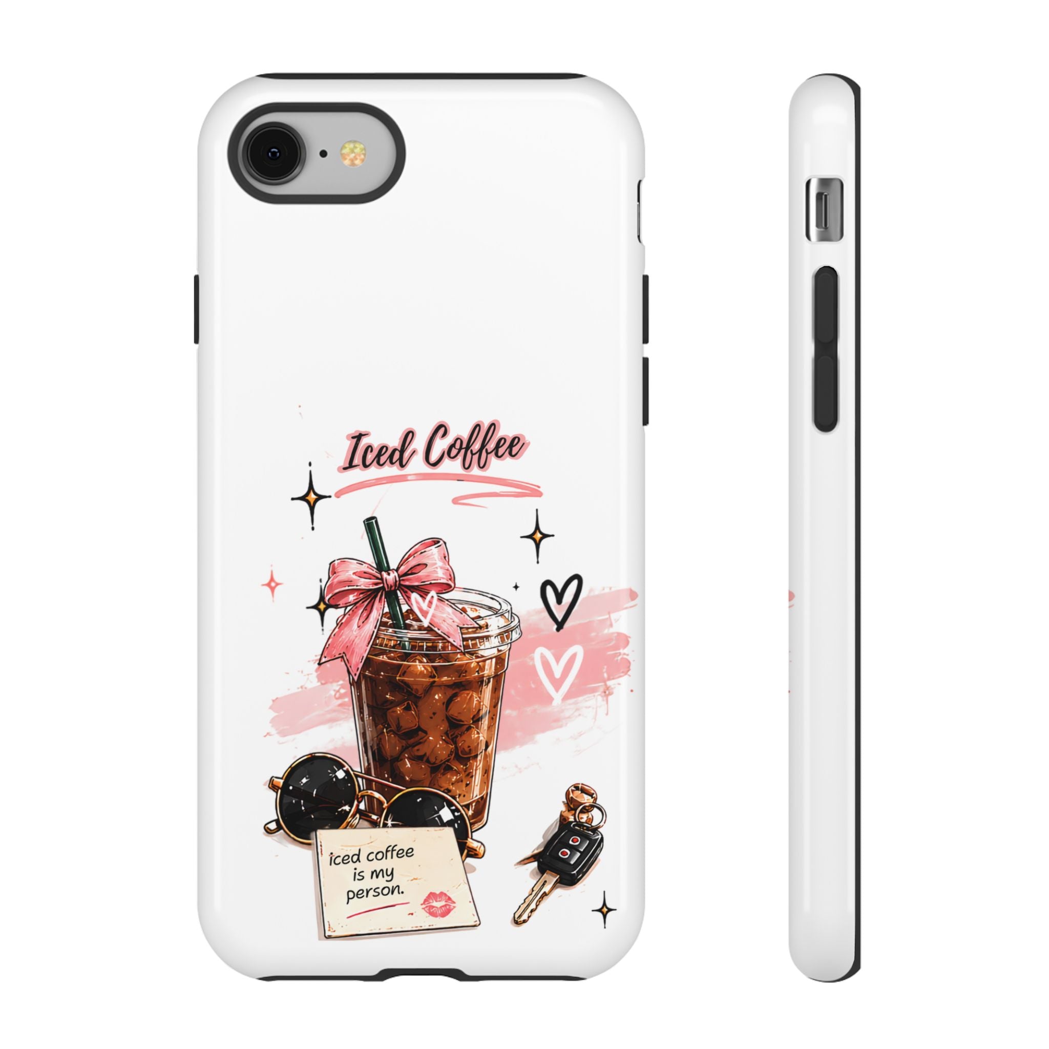 Iced Coffee Phone Case – Cute Pink Boba Design ("Iced coffee is my person")