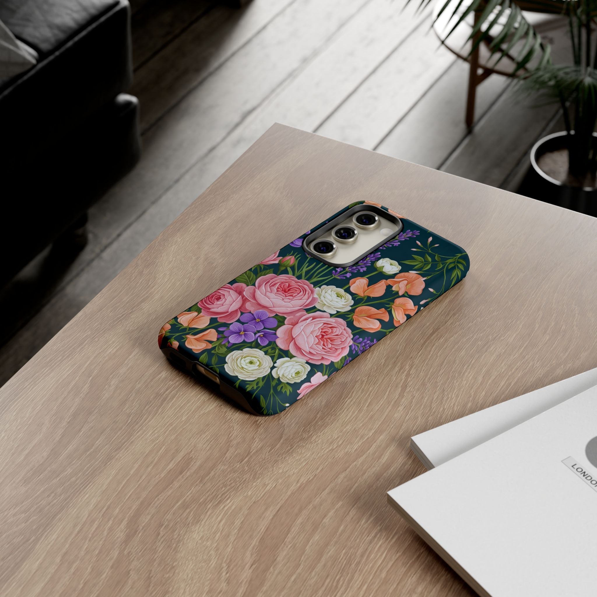Floral Bouquet Phone Case — Vintage Roses & Lavender Protective Cover