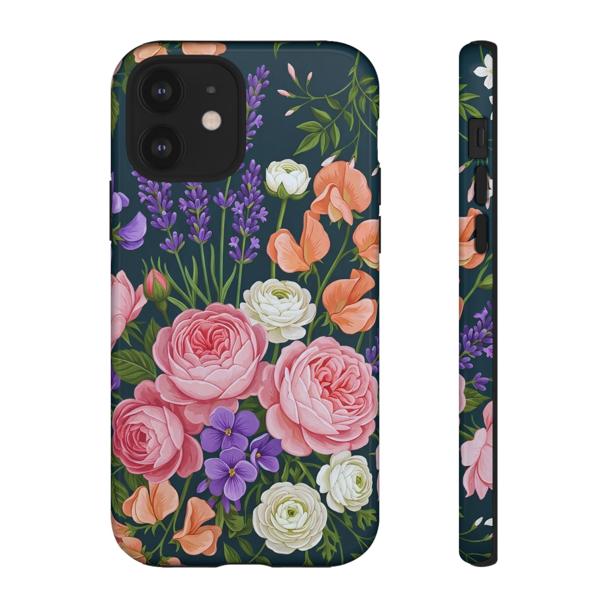 Floral Bouquet Phone Case — Vintage Roses & Lavender Protective Cover