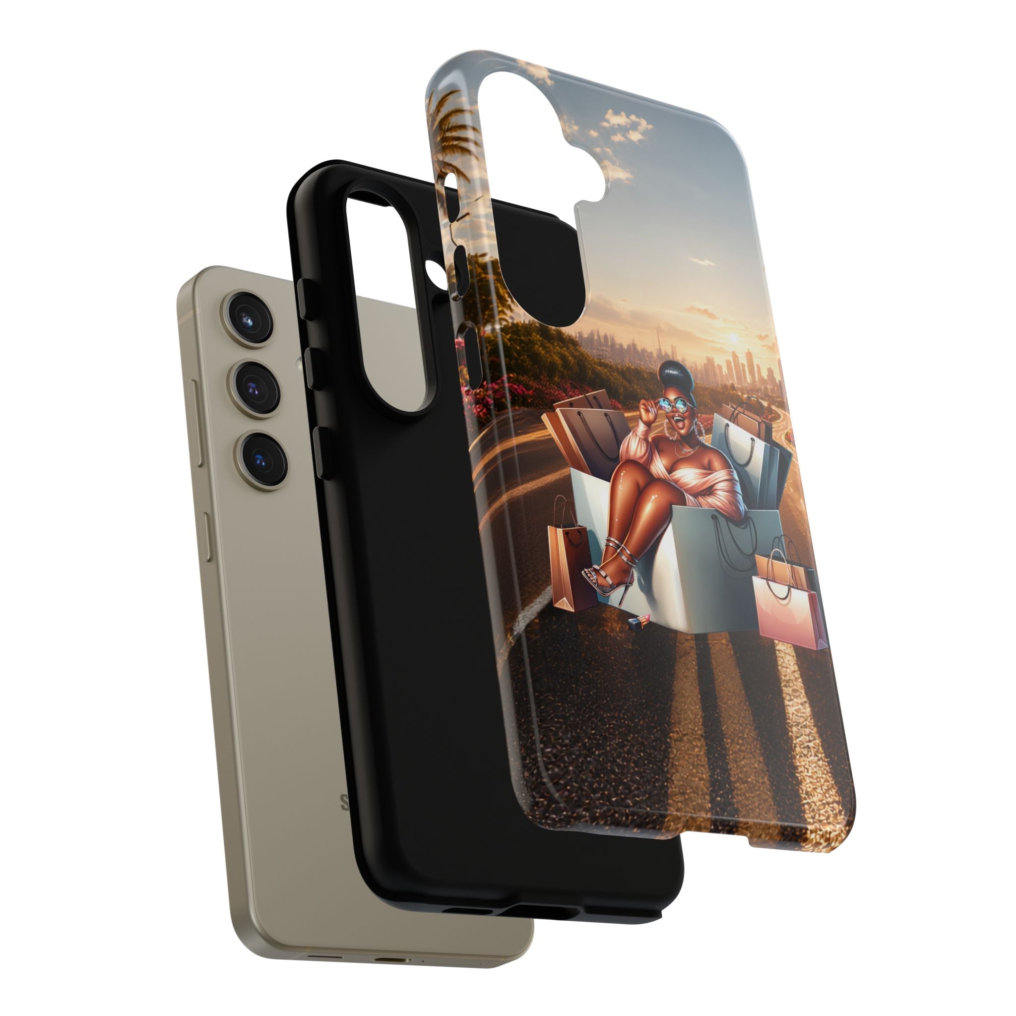 Phone Case — Chic Shopper Illustration on Cloud Background