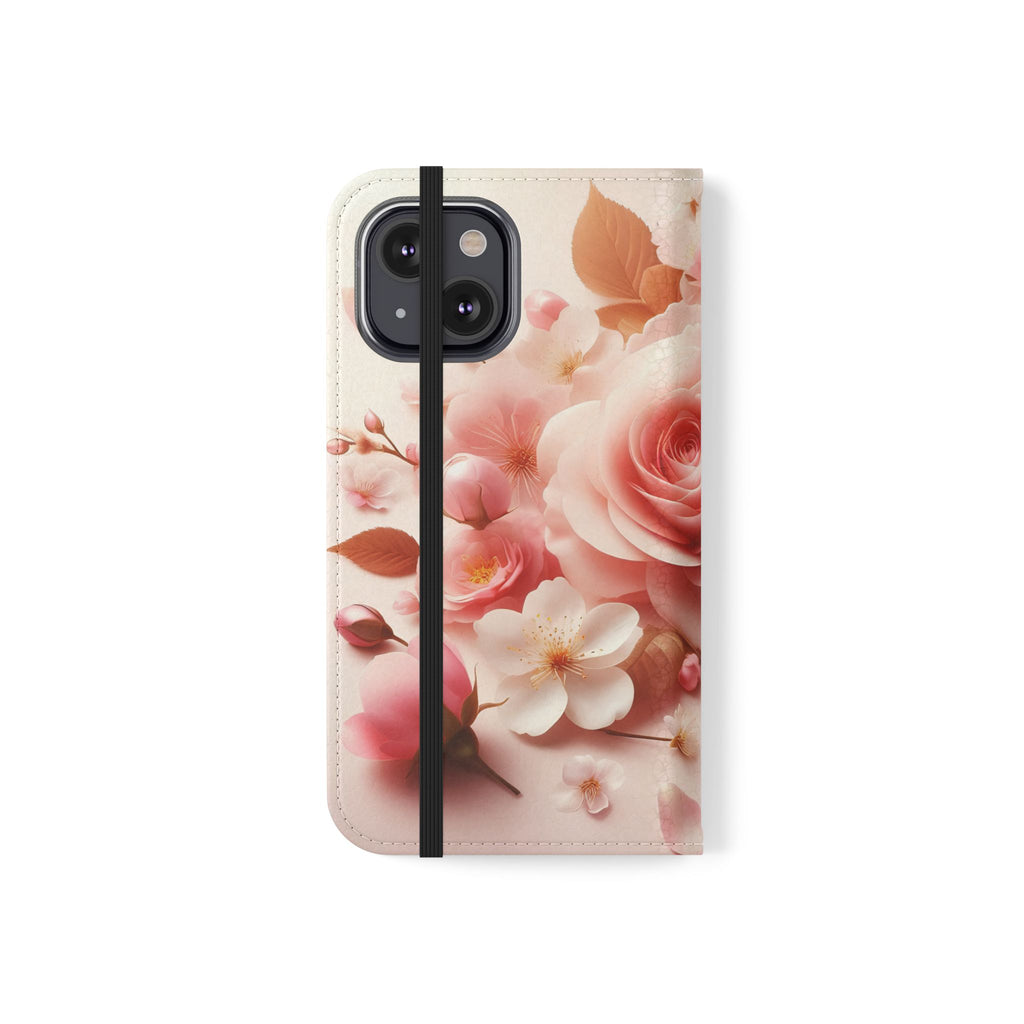 Floral Rose Flip Case — Pink Blossom Wallet Phone Cover