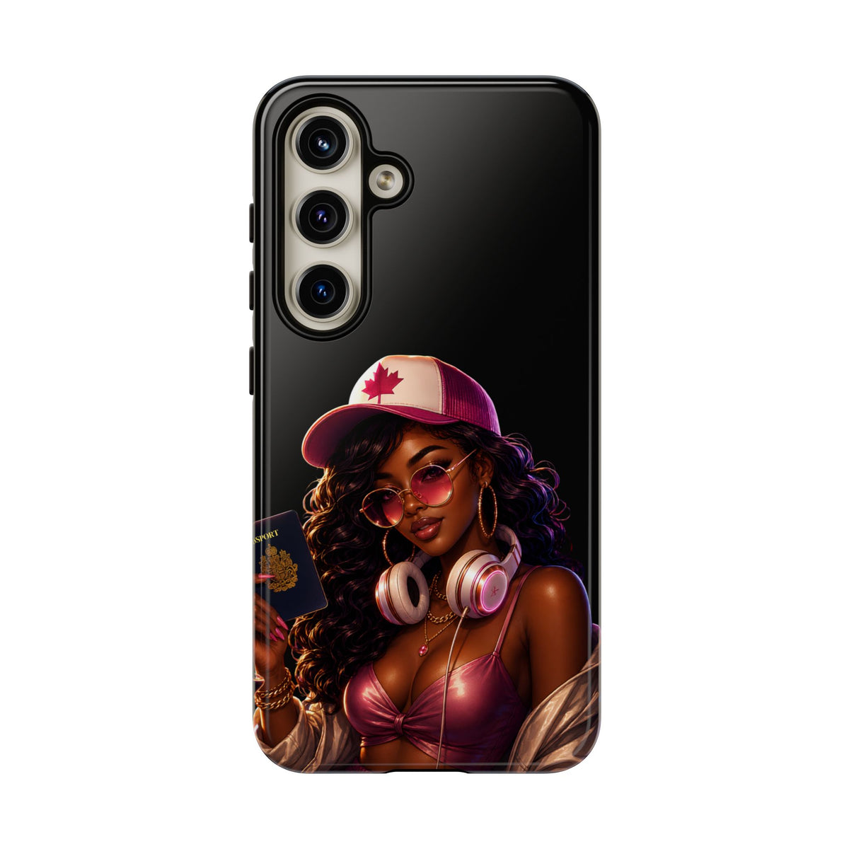 Phone Case - Cool Urban Woman with Headphones & Maple Hat