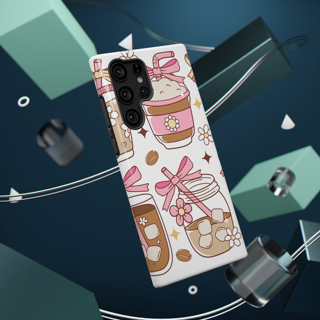 Cute Pink Coffee & Latte Pattern Impact Phone Case