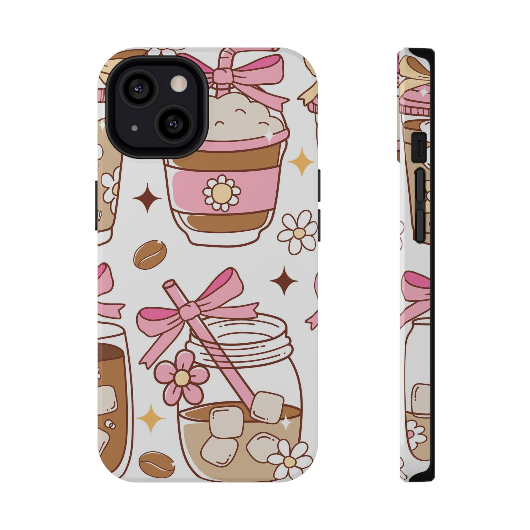 Cute Pink Coffee & Latte Pattern Impact Phone Case