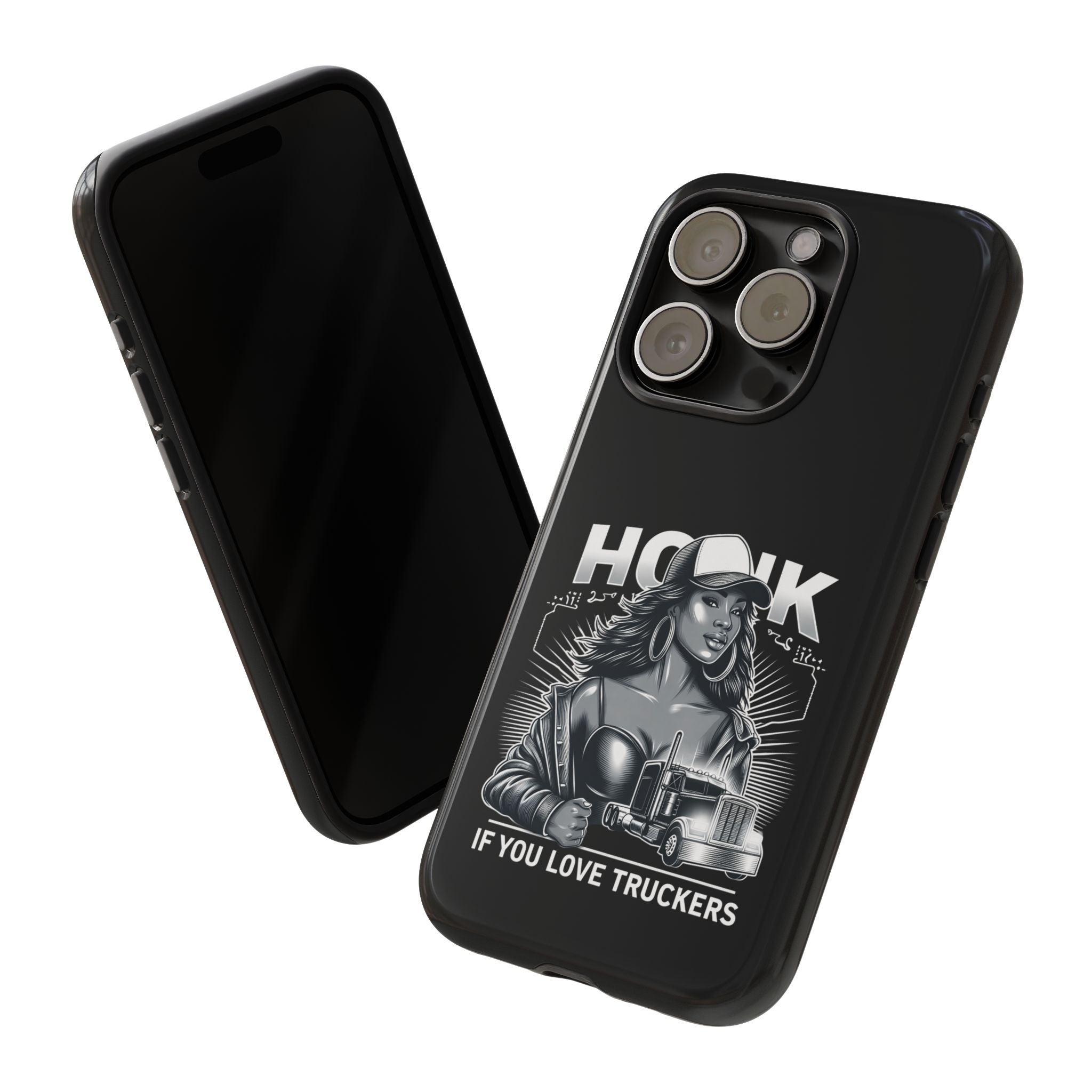 Phone Case — 'Honk' Trucker Girl Retro Semi Truck Protective Case