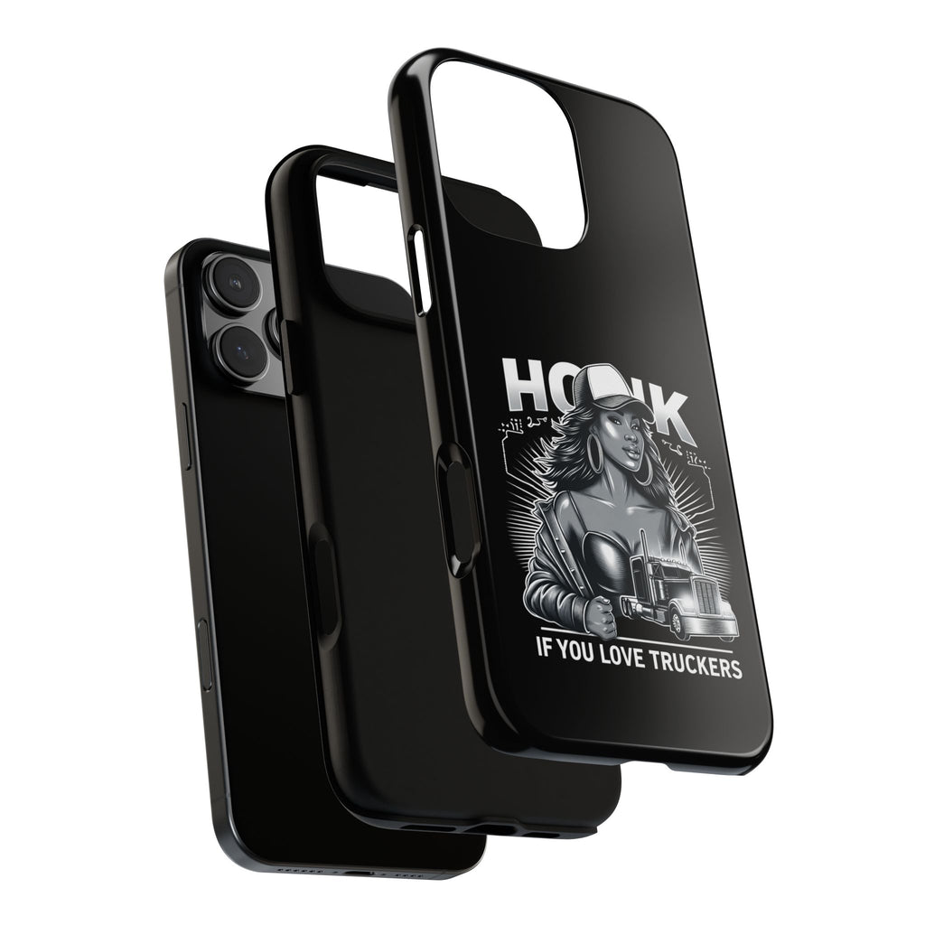 Phone Case — 'Honk' Trucker Girl Retro Semi Truck Protective Case