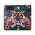 Floral Flip Phone Case -Wallet Cover with Card Slots