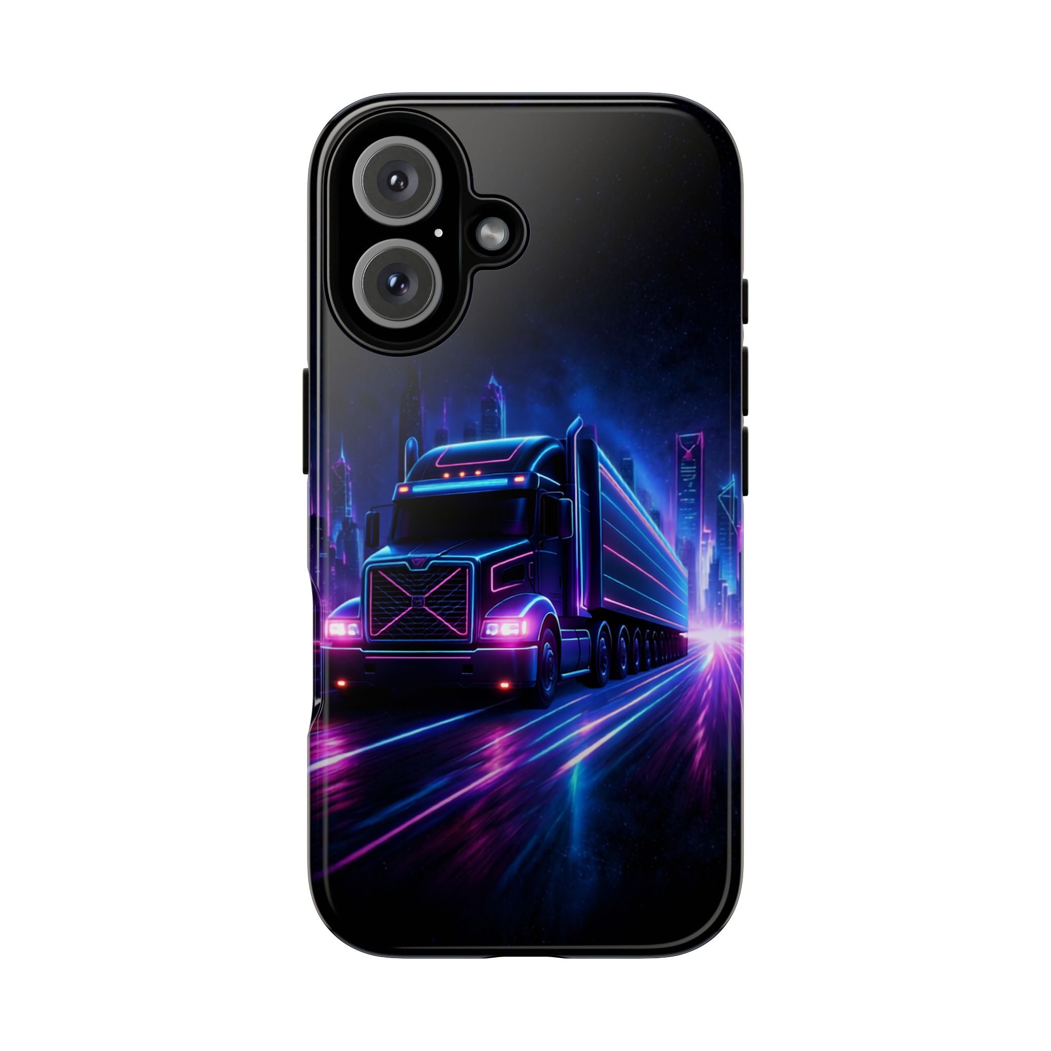 Neon Retro Rig Phone Case — Trucker Semi Truck Nightscape Protective Case
