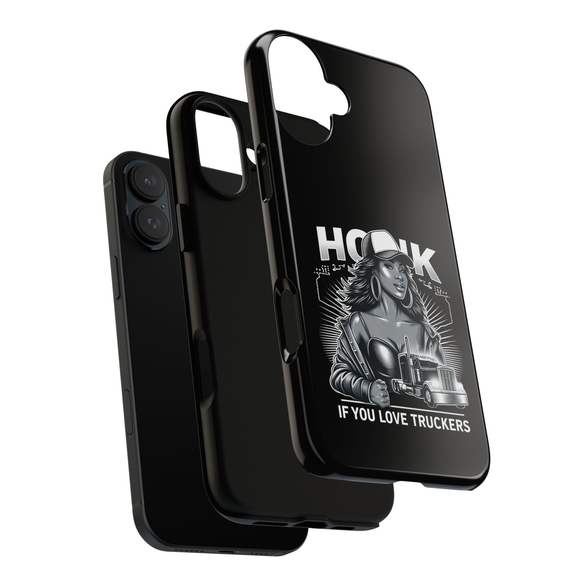 Phone Case — 'Honk' Trucker Girl Retro Semi Truck Protective Case