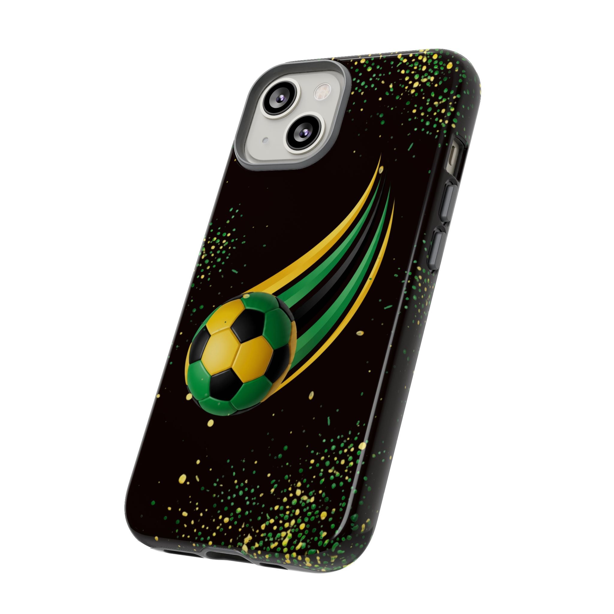 Soccer Comet Tough Phone Case – Green & Yellow Football Design