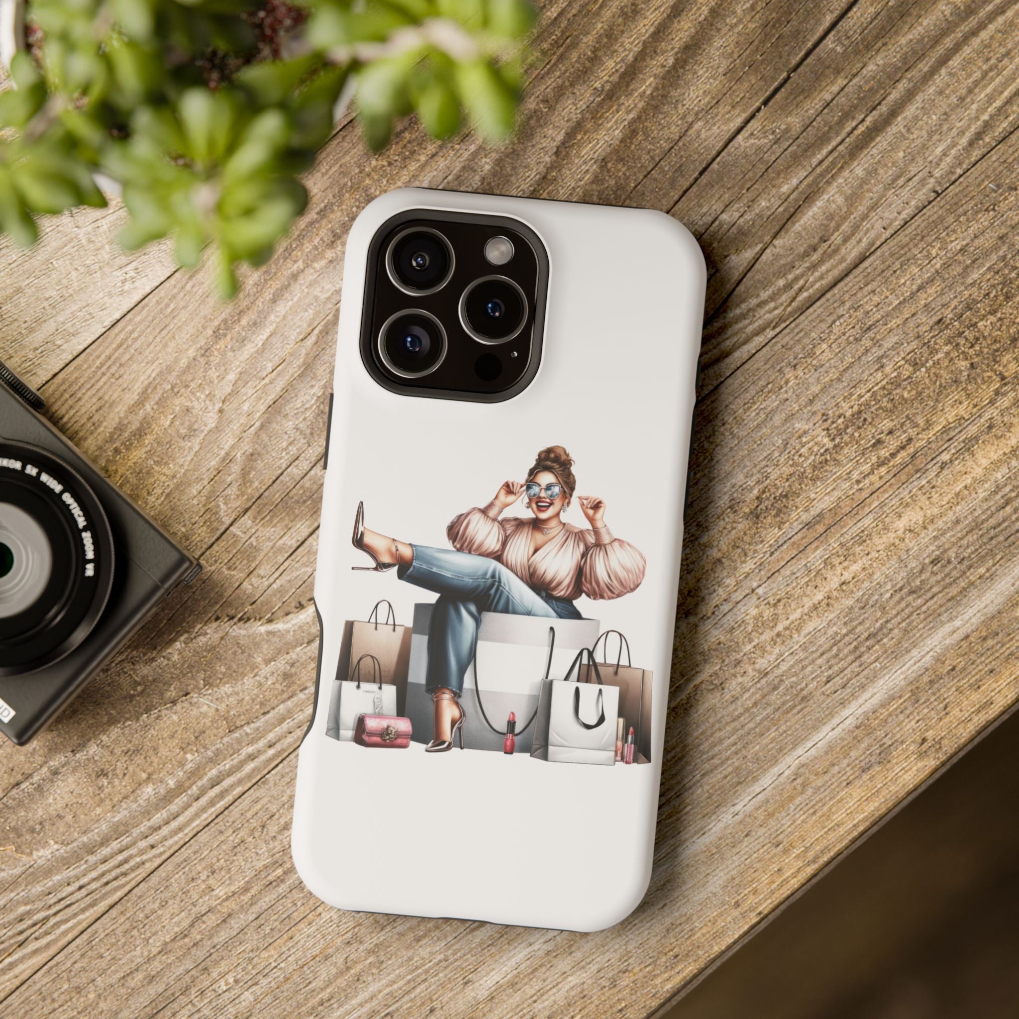 Magnetic Impact-Resistant Case — Luxury Shopper Goddess on Clouds Phone Cover