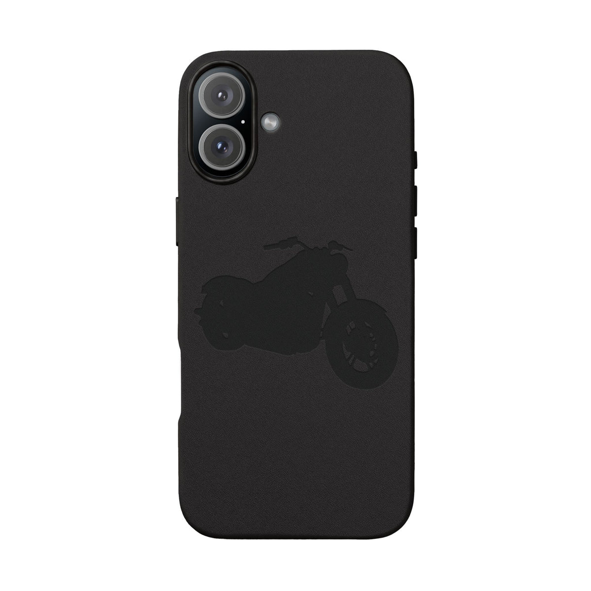 Engraved PU Leather Phone Case — Motorcycle Silhouette