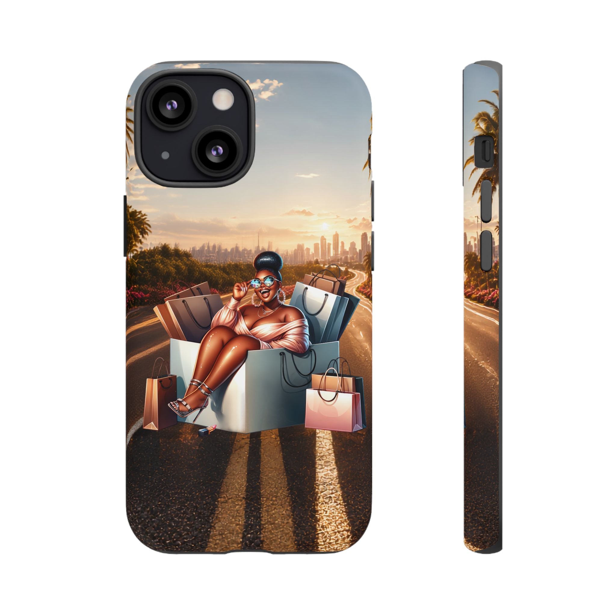 Phone Case — Chic Shopper Illustration on Cloud Background