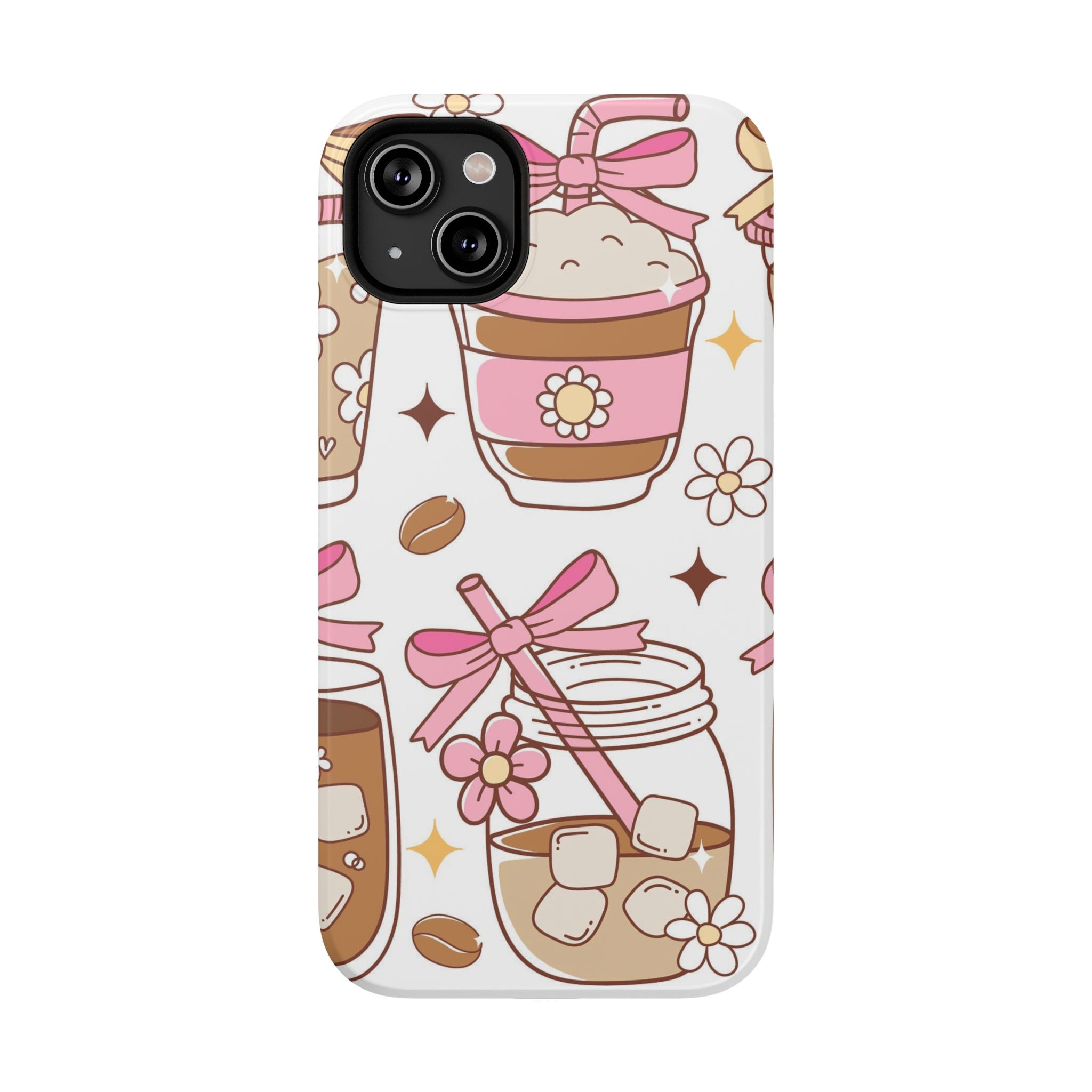 Cute Pink Coffee & Latte Pattern Impact Phone Case