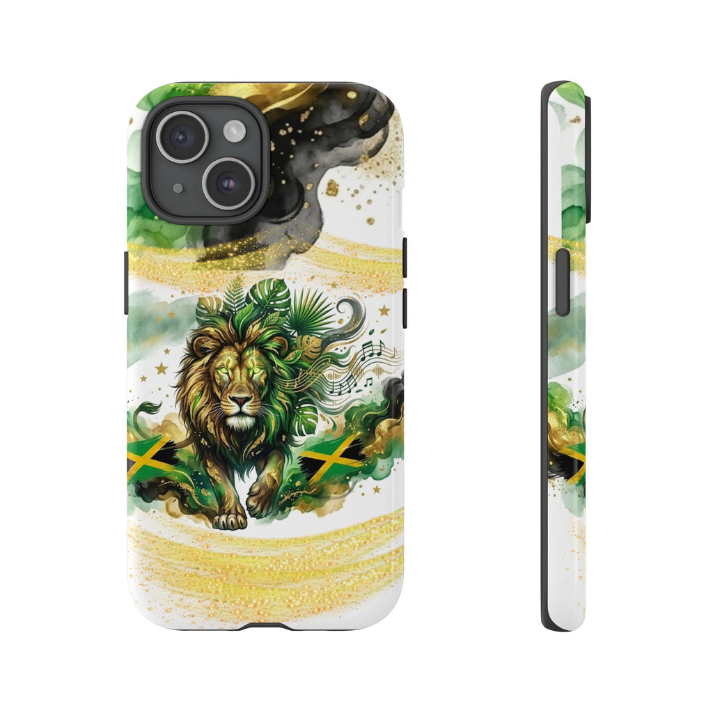 Reggae Lion Phone Case — Jamaican Flag Rasta Art Tough Phone Cover