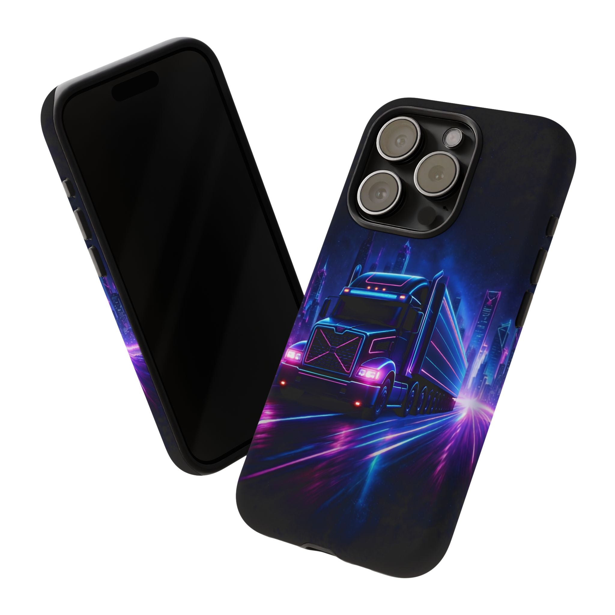 Neon Retro Rig Phone Case — Trucker Semi Truck Nightscape Protective Case
