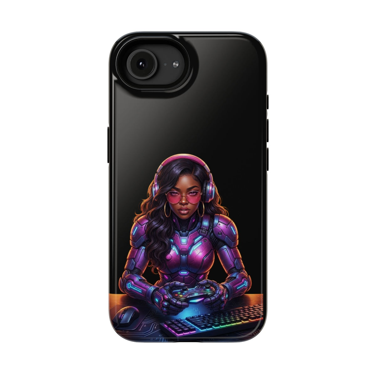 Gamer Girl Cyber Armor Phone Case — Impact‑Resistant Protective Cover