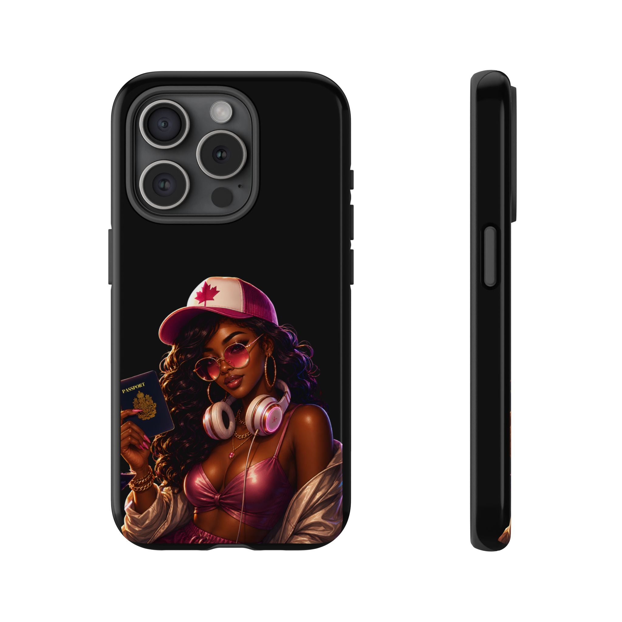 Phone Case — Stylish Urban Woman Design with Maple Cap