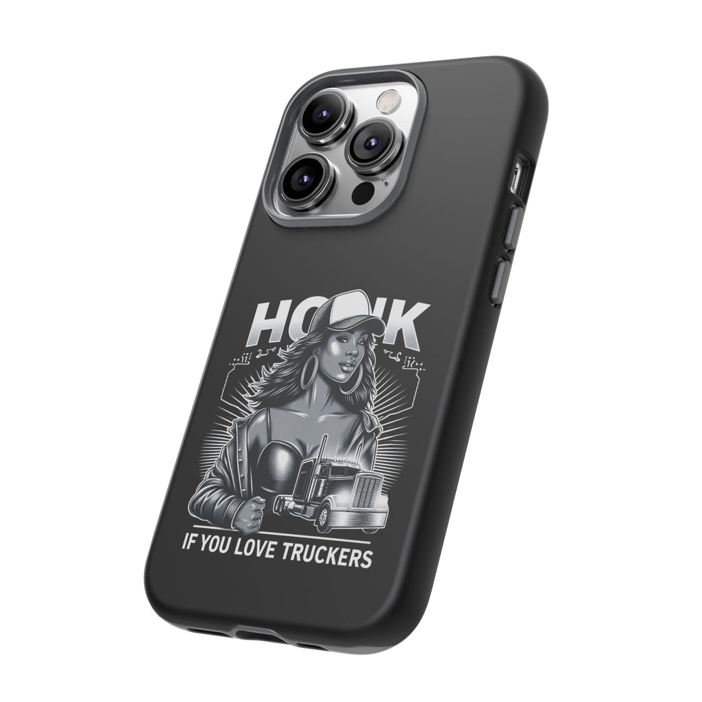 Phone Case — 'Honk' Trucker Girl Retro Semi Truck Protective Case