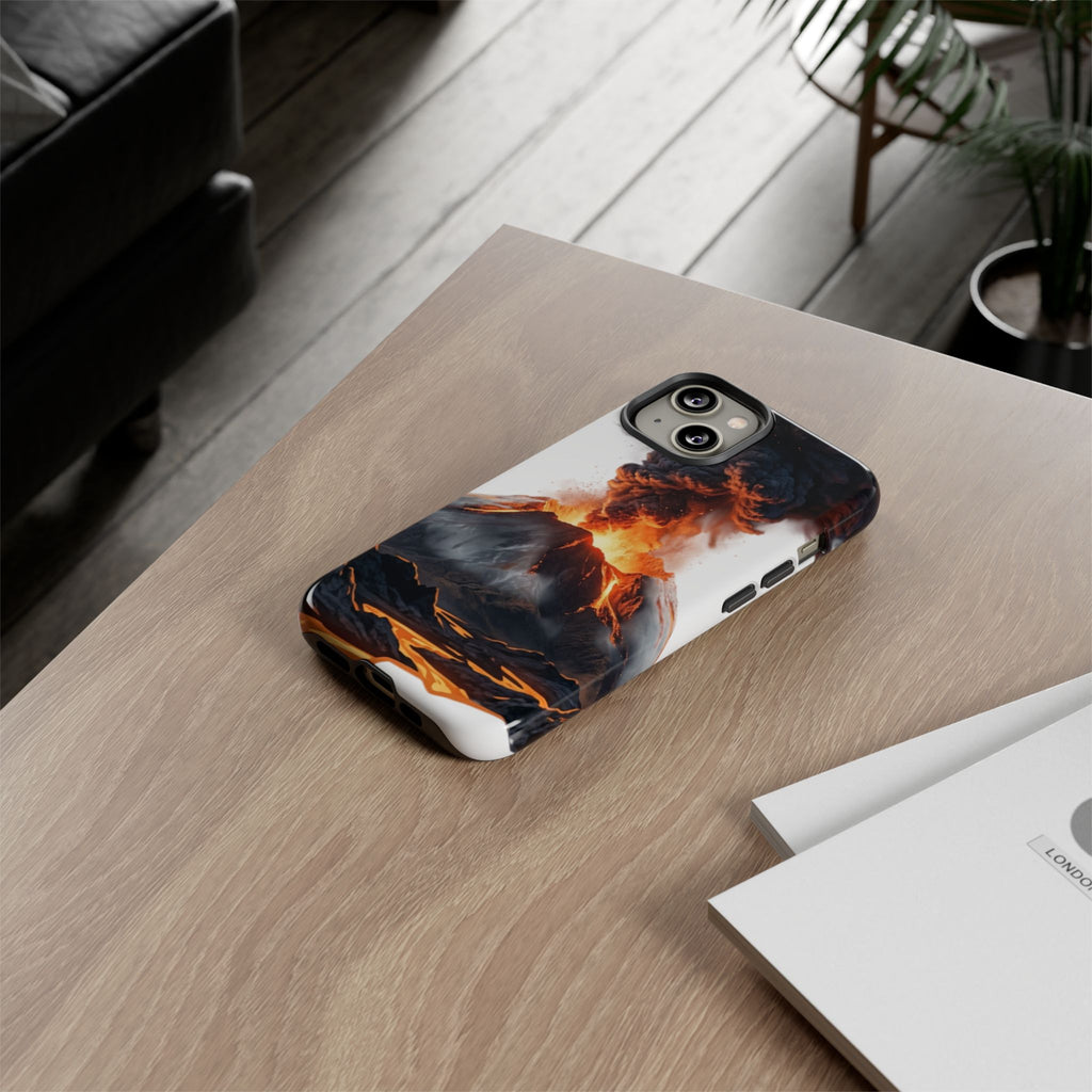 Volcano Eruption Tough Phone Case — Fiery Lava Protective Cover