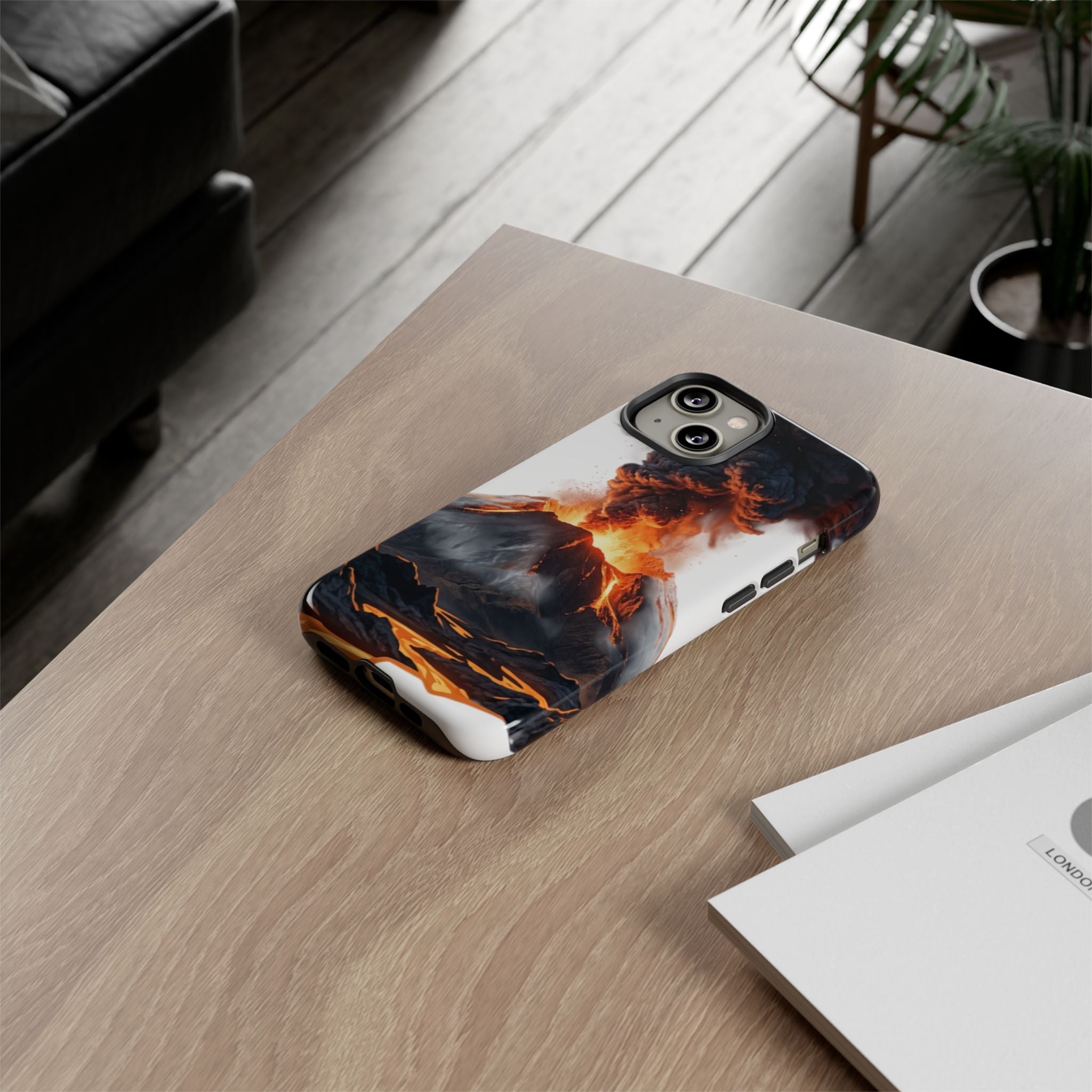 Volcano Eruption Tough Phone Case — Fiery Lava Protective Cover