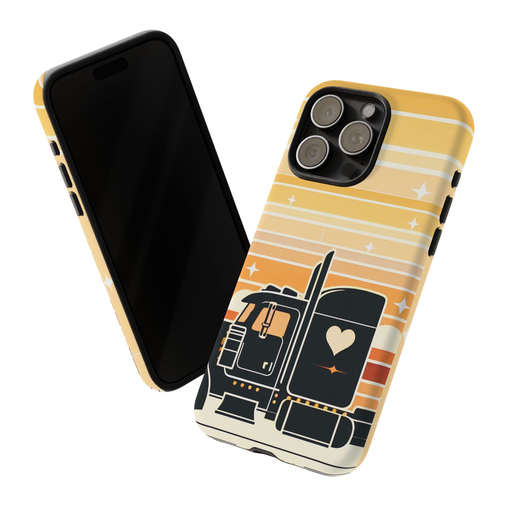 Trucker Heart Phone Case — Retro Semi Truck Protective Phone Cover