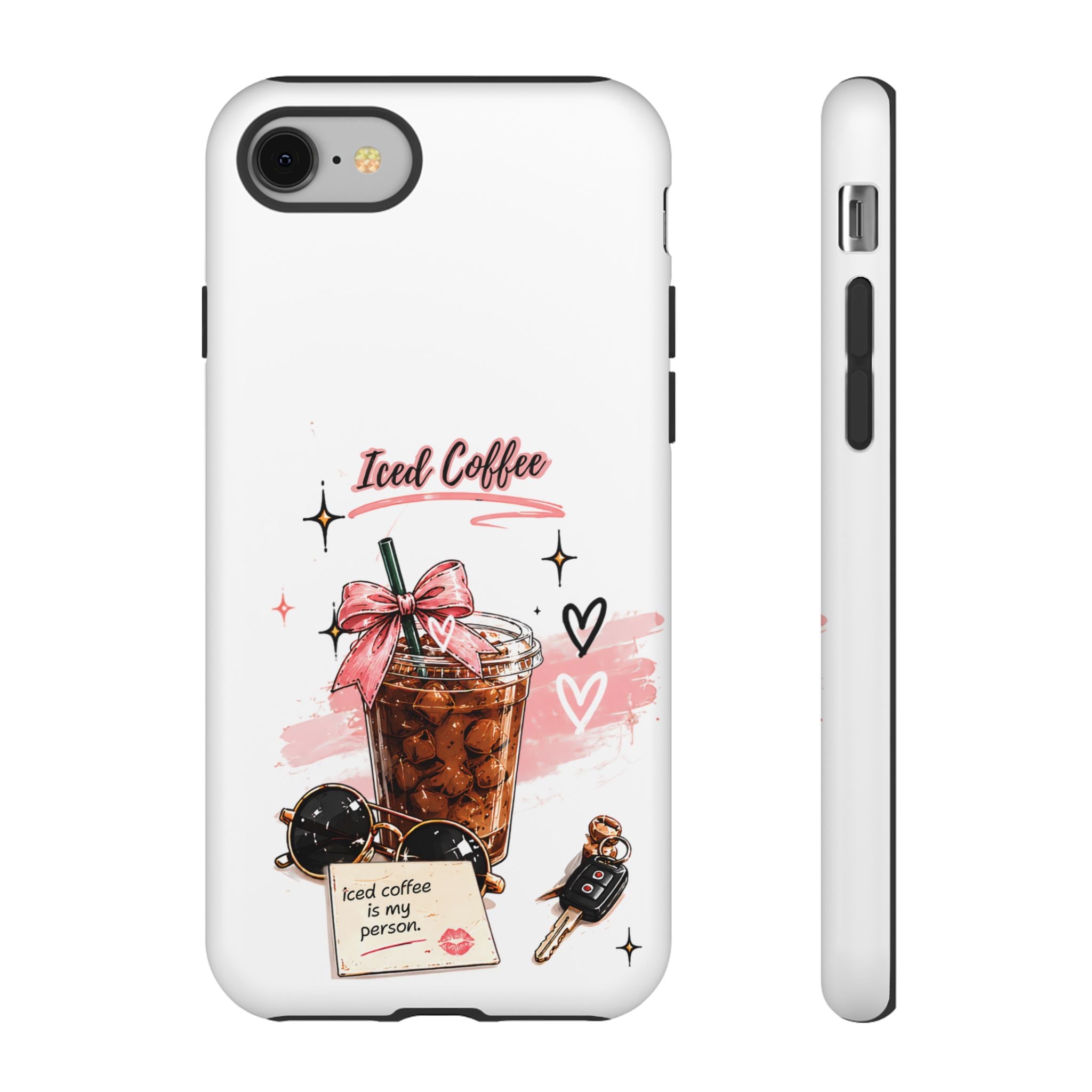 Iced Coffee Phone Case – Cute Pink Boba Design ("Iced coffee is my person")
