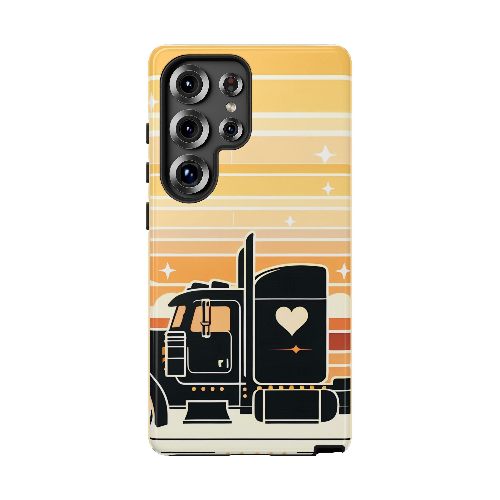 Trucker Heart Phone Case — Retro Semi Truck Protective Phone Cover