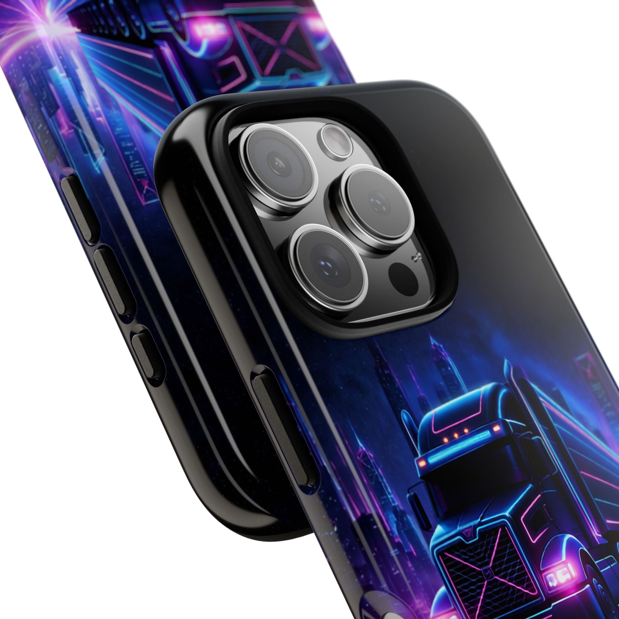 Neon Retro Rig Phone Case — Trucker Semi Truck Nightscape Protective Case