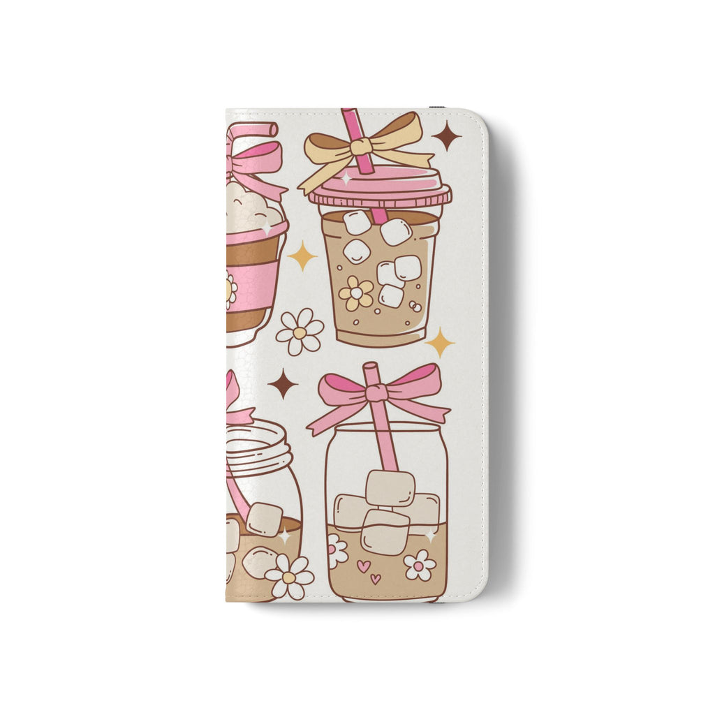 Cute Coffee & Latte Flip Phone Case – Cozy Boba & Dessert Wallet Cover