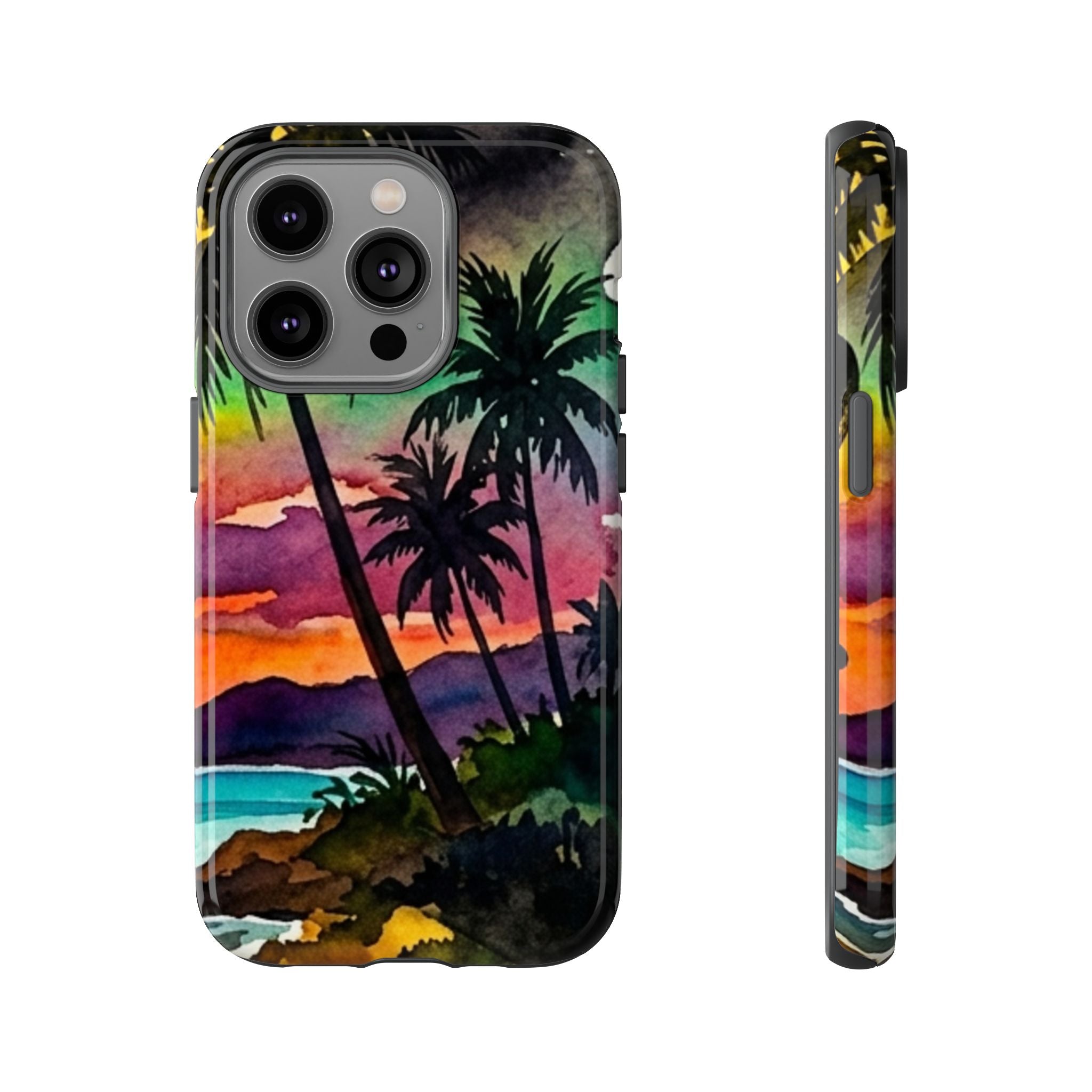 Tropical Sunset Phone Case – Palm Tree Beach Protective Cover