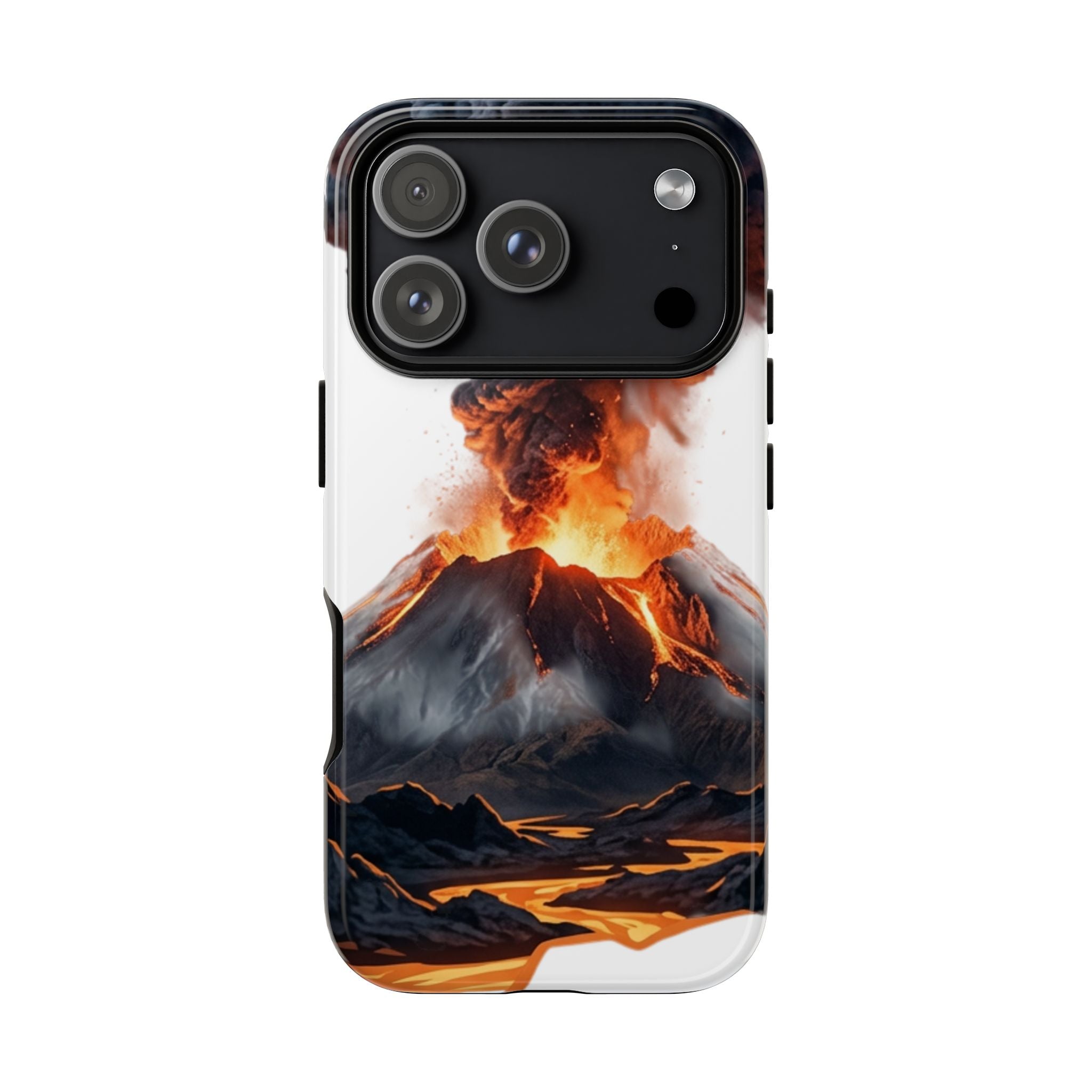 Volcano Eruption Tough Phone Case — Fiery Lava Protective Cover