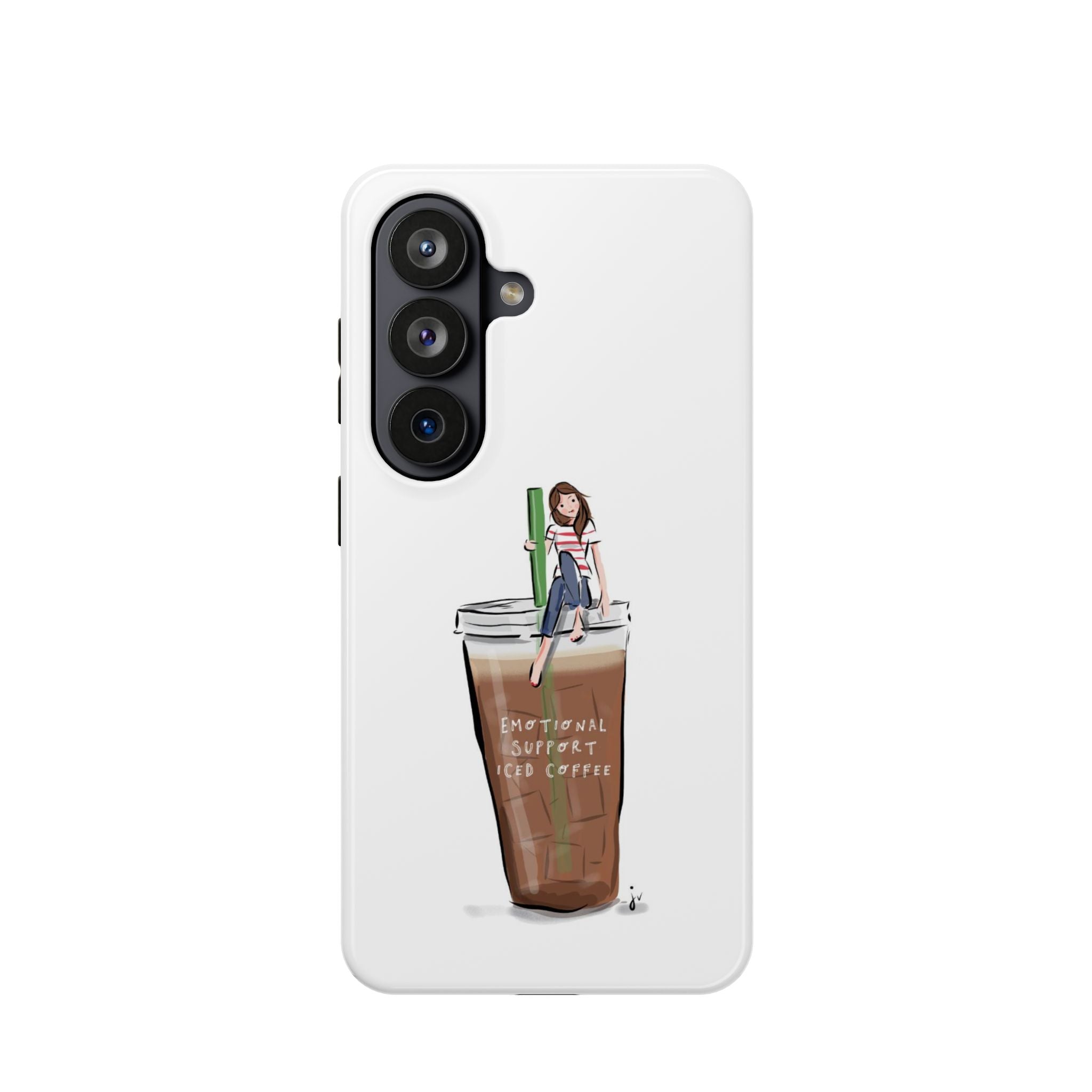 Iced Coffee & Me Phone Case — Cute Illustration 'Emotional Support Iced Coffee' Impact-Resistant Case