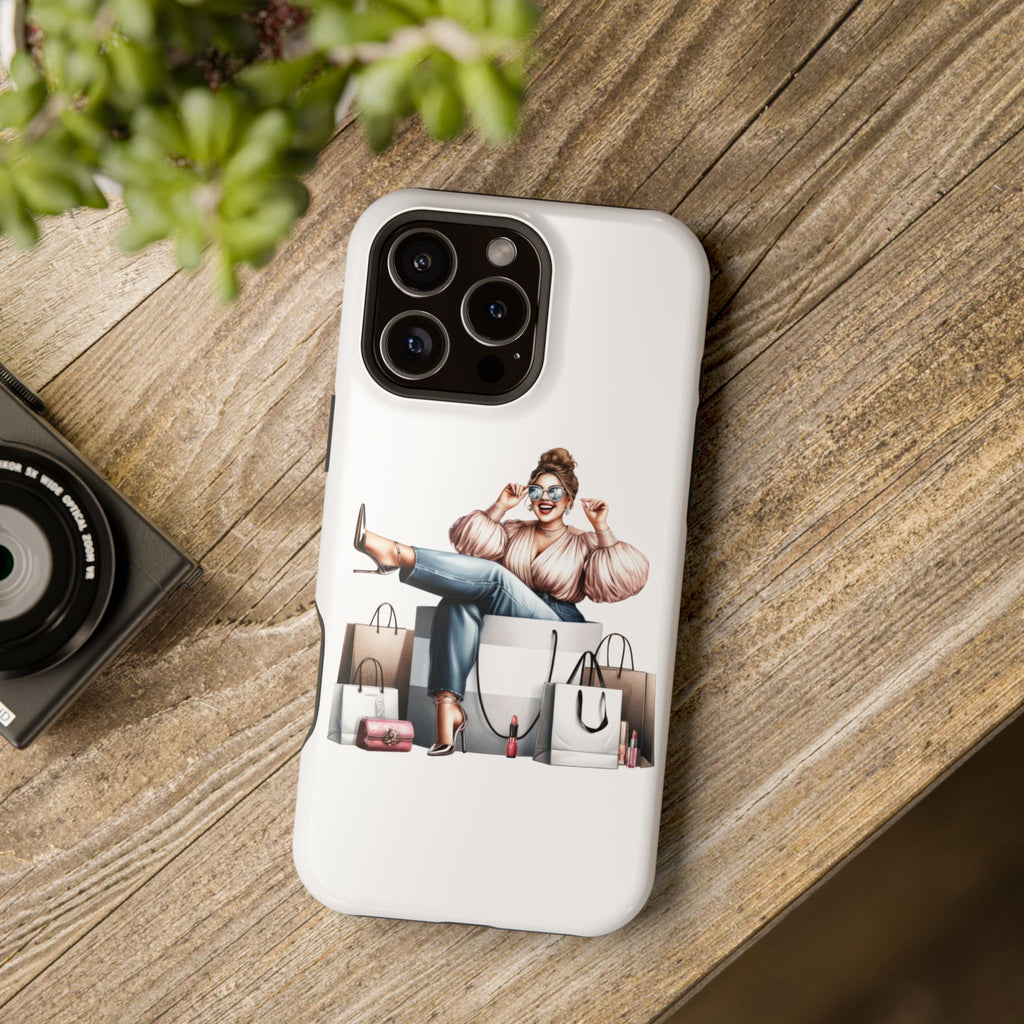 Magnetic Impact-Resistant Case — Luxury Shopper Goddess on Clouds Phone Cover