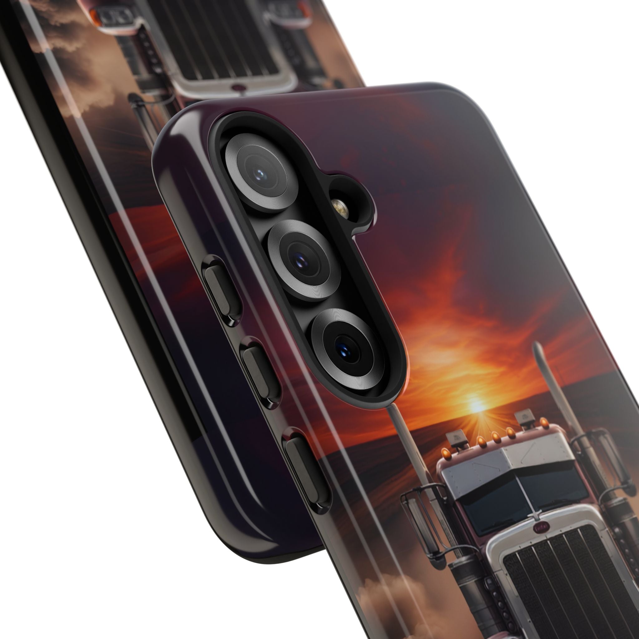 Truck Phone Case — "No Roads. No Limits." Sunset Semi Truck Protective Case