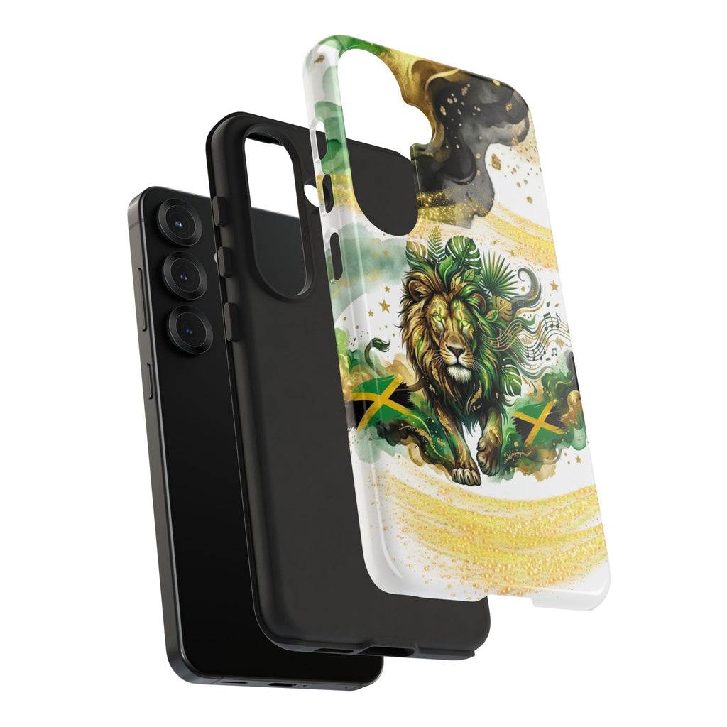 Reggae Lion Phone Case — Jamaican Flag Rasta Art Tough Phone Cover