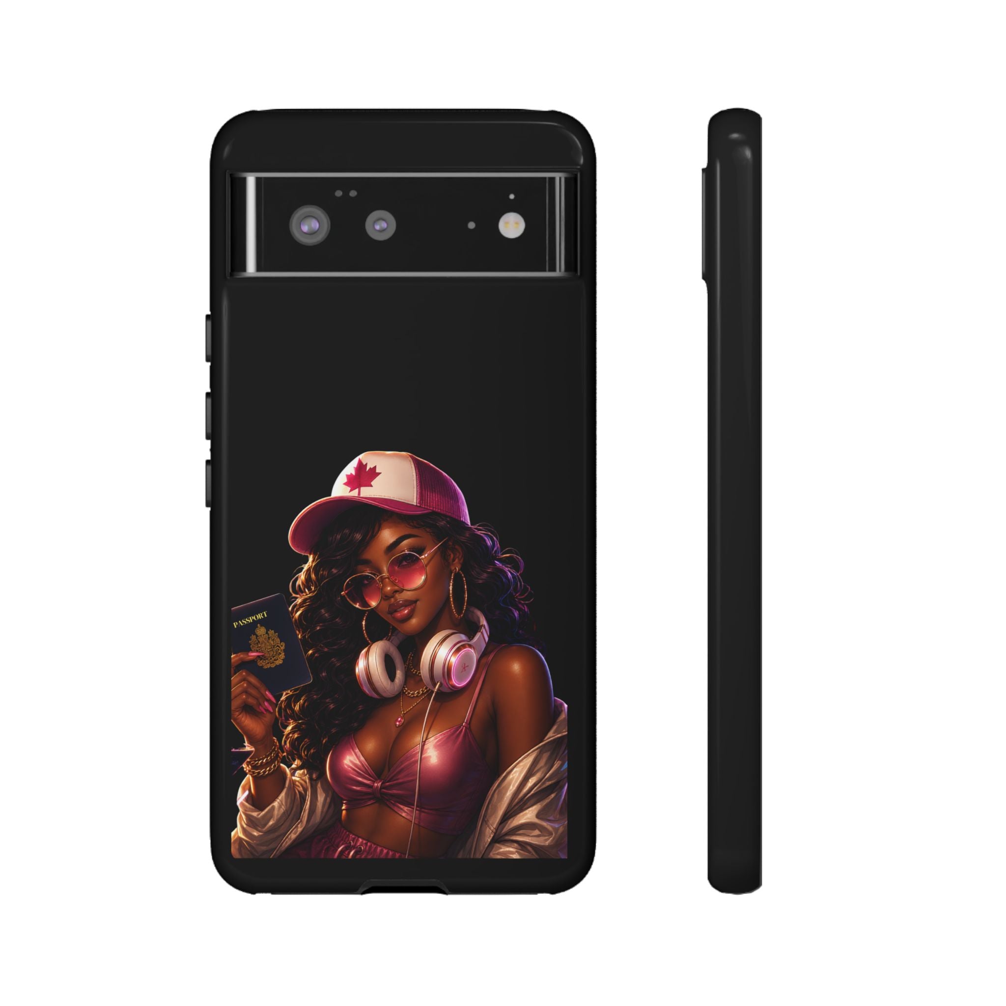 Phone Case — Stylish Urban Woman Design with Maple Cap