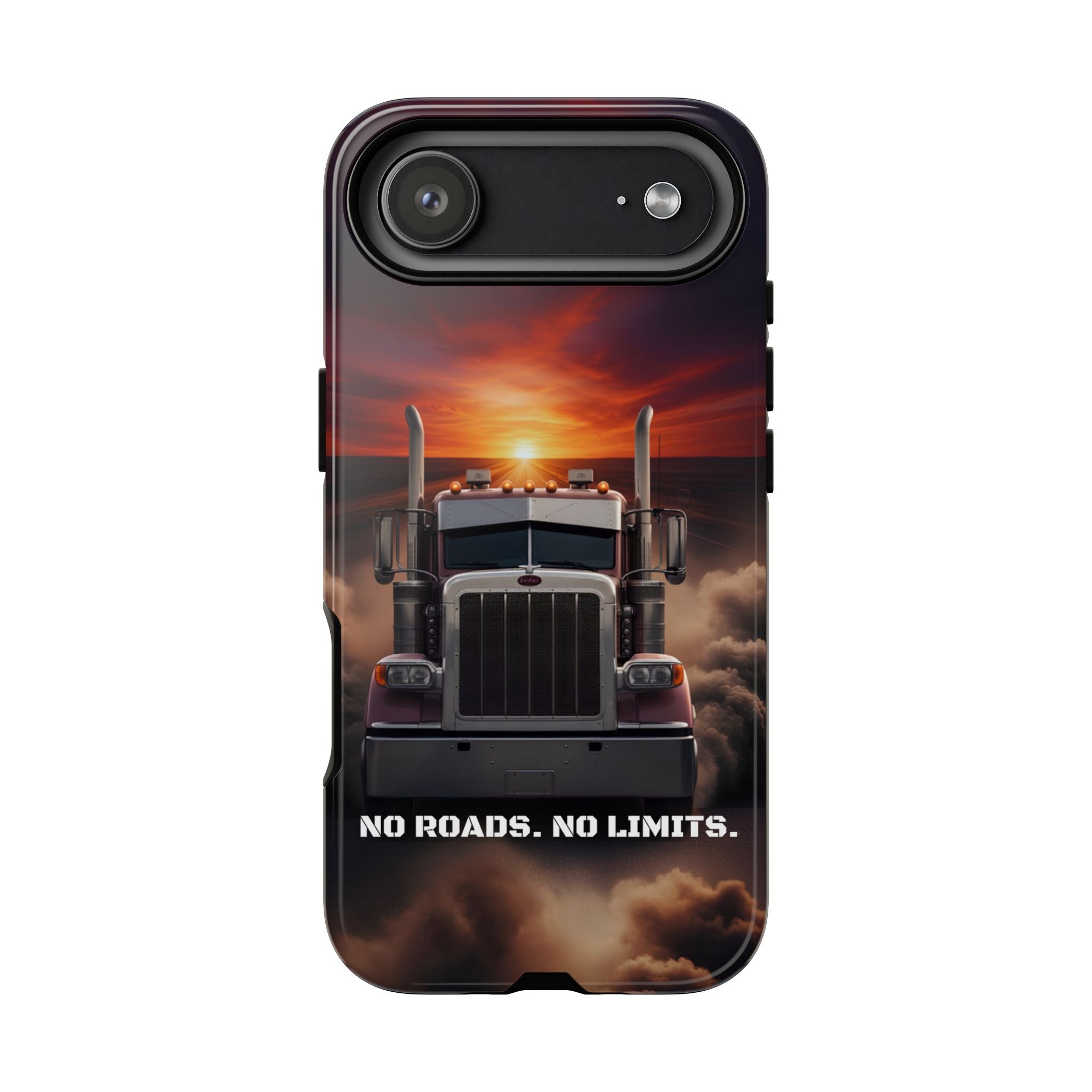 Truck Phone Case — "No Roads. No Limits." Sunset Semi Truck Protective Case