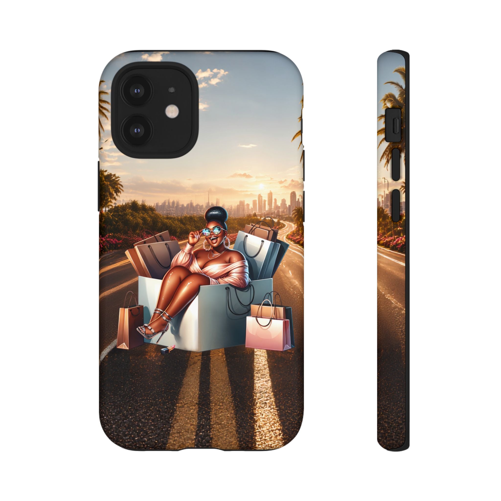 Phone Case — Chic Shopper Illustration on Cloud Background
