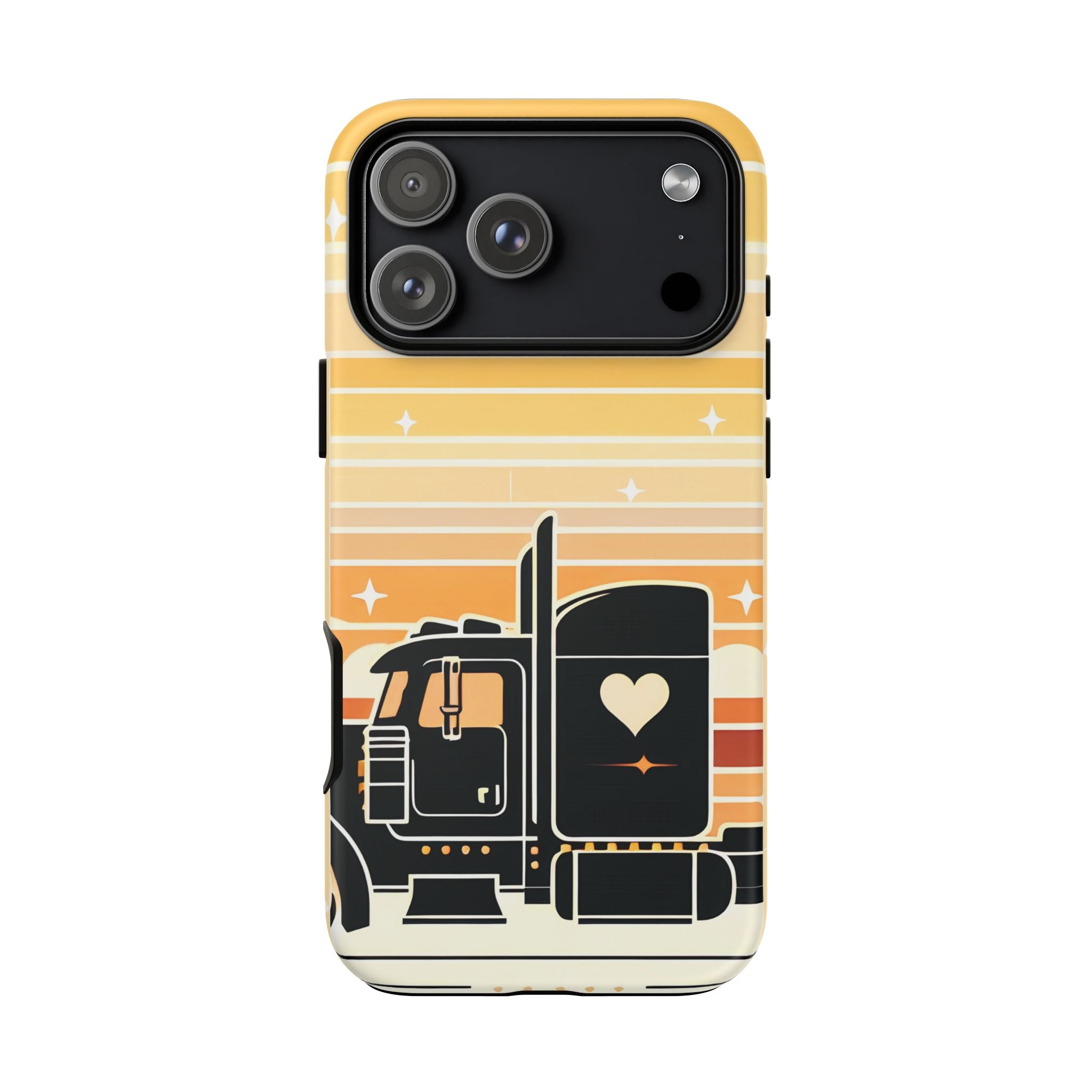 Trucker Heart Phone Case — Retro Semi Truck Protective Phone Cover
