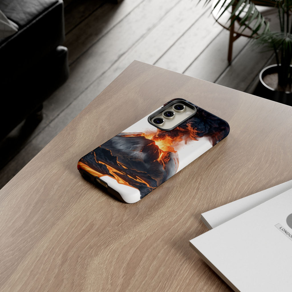 Volcano Eruption Tough Phone Case — Fiery Lava Protective Cover