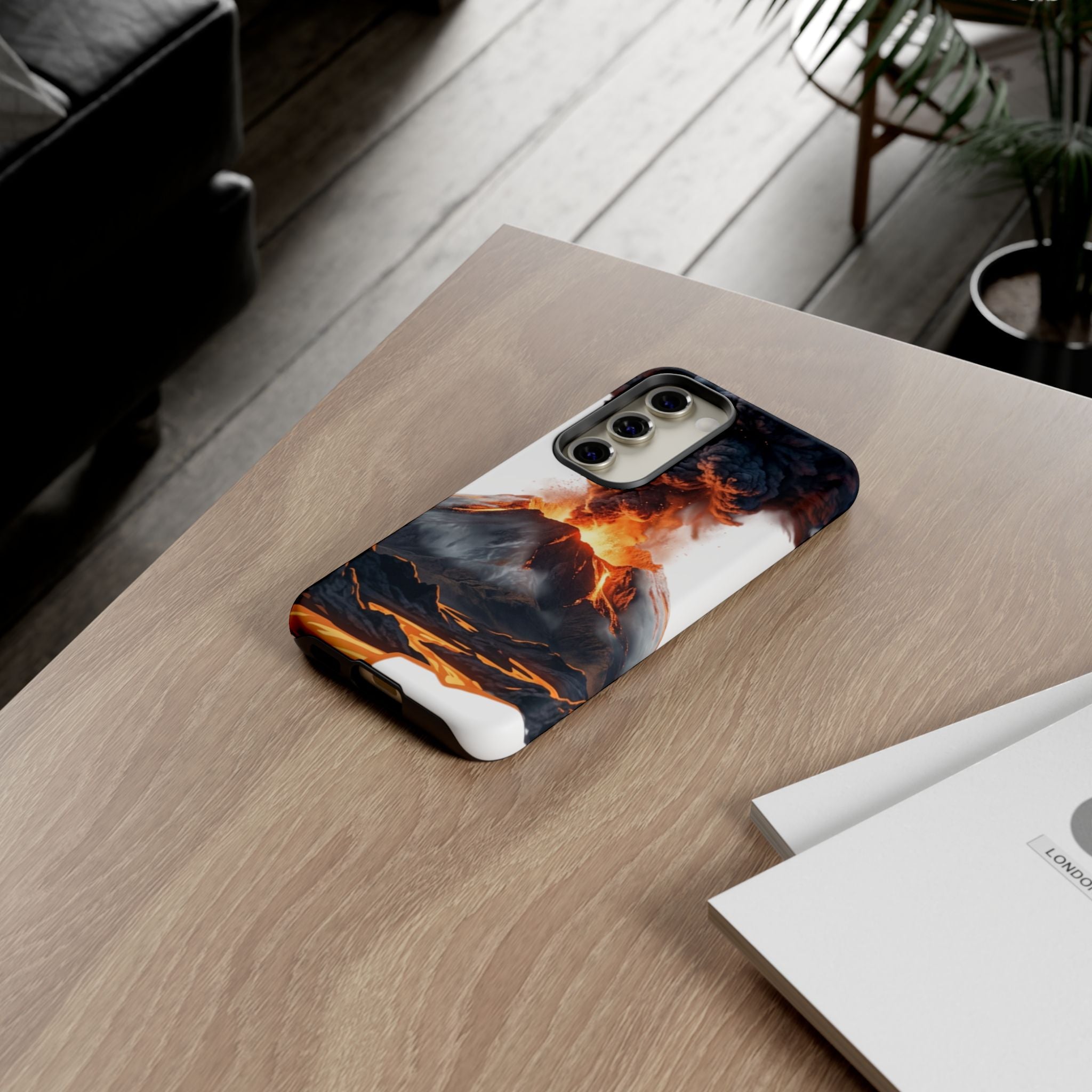 Volcano Eruption Tough Phone Case — Fiery Lava Protective Cover