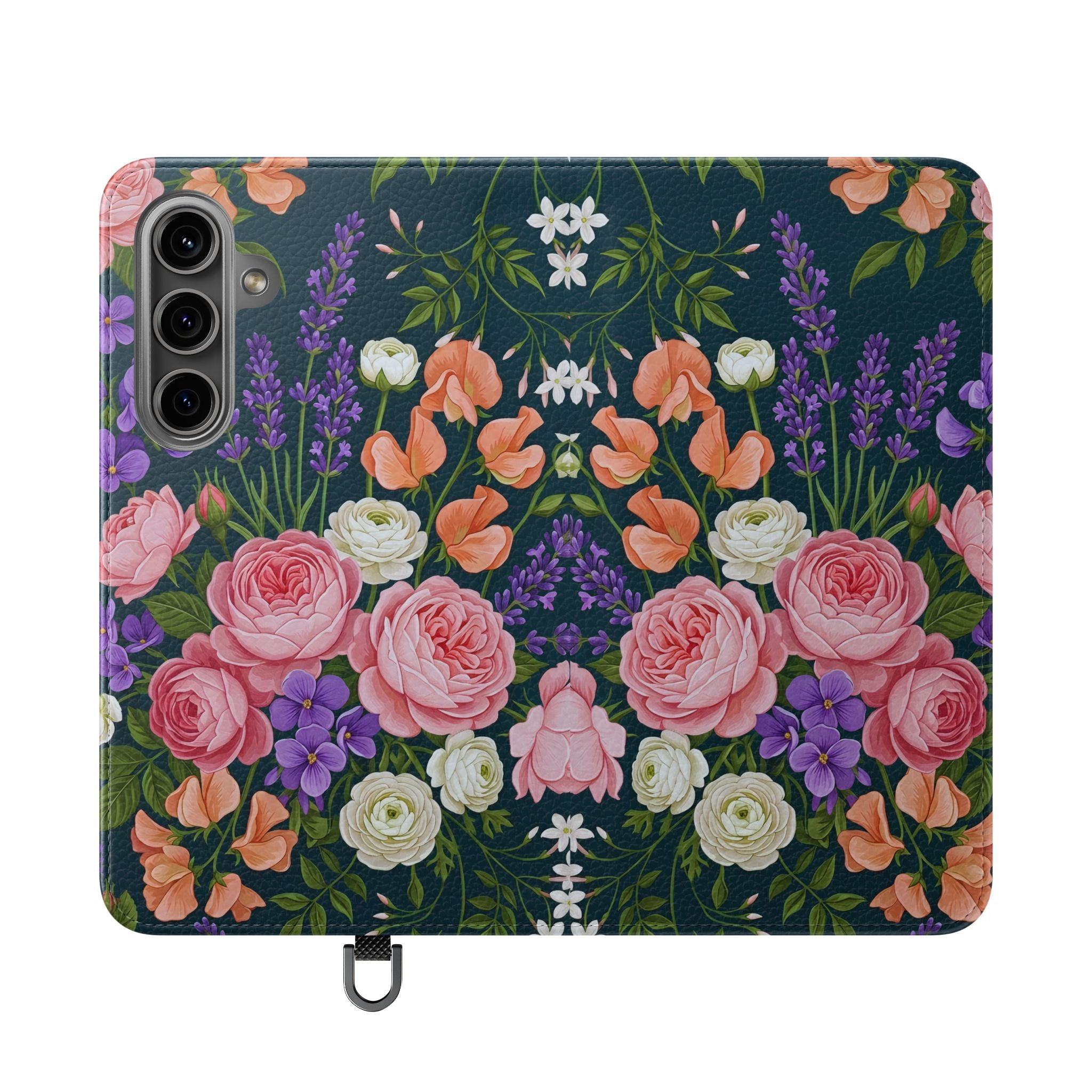 Floral Flip Phone Case -Wallet Cover with Card Slots